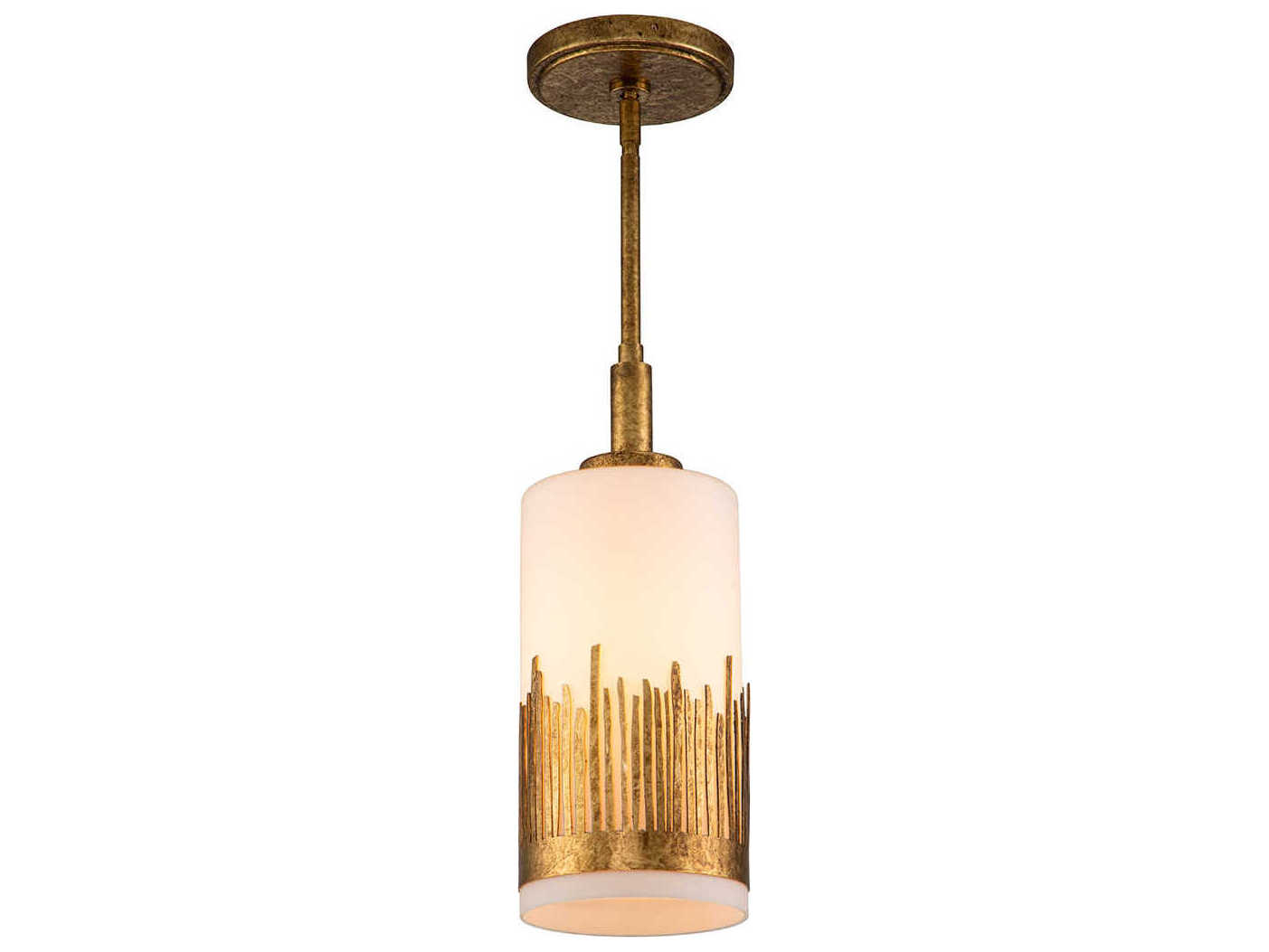 Lucas McKearn Sawgrass 1-Light Gold Leaf Glass Cylinder Mini Pendant