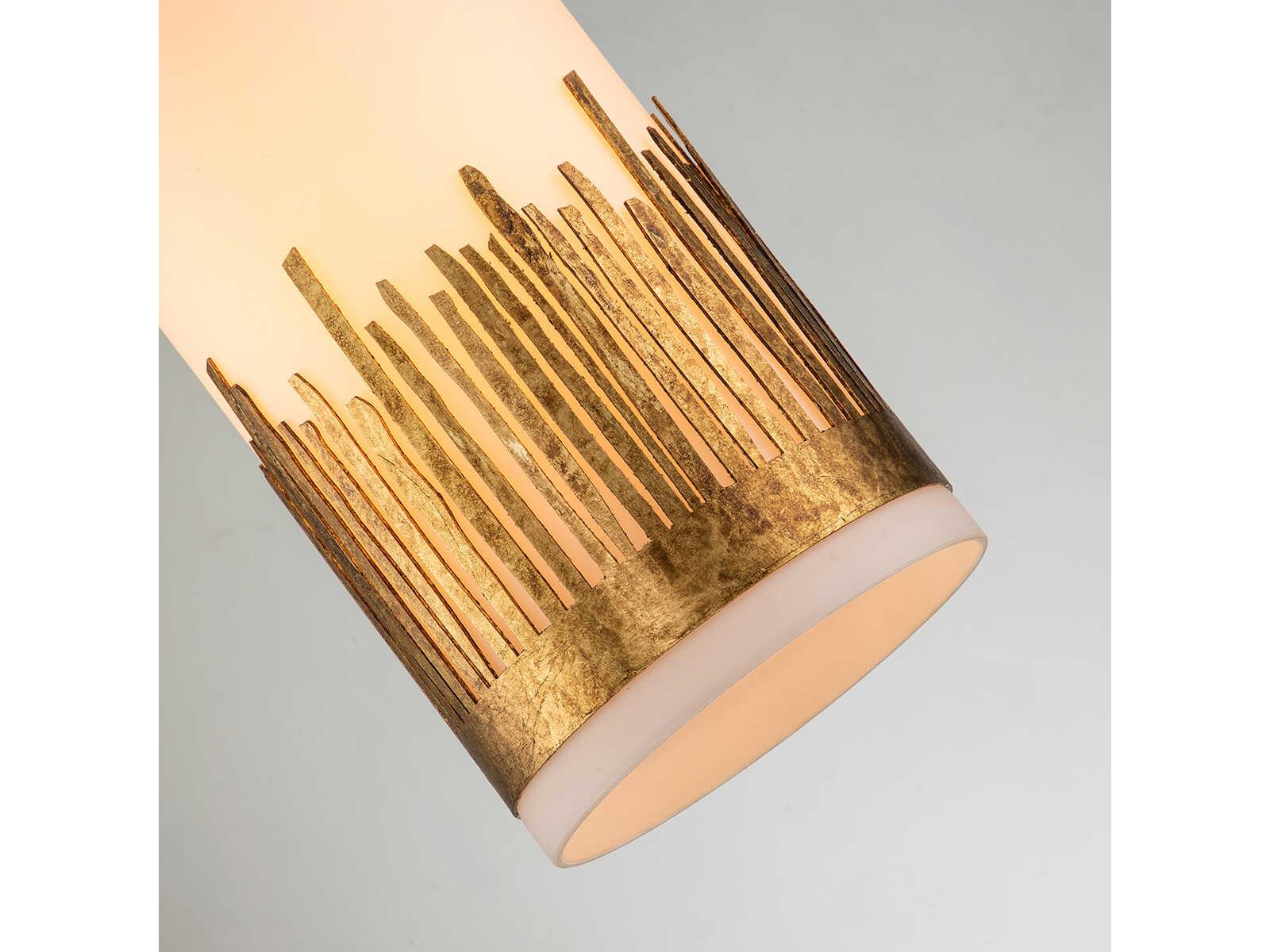 Lucas McKearn Sawgrass 1-Light Gold Leaf Glass Cylinder Mini Pendant