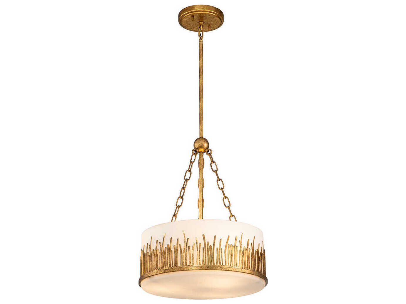 Lucas McKearn Sawgrass 2-Light Gold Leaf Glass Drum Pendant
