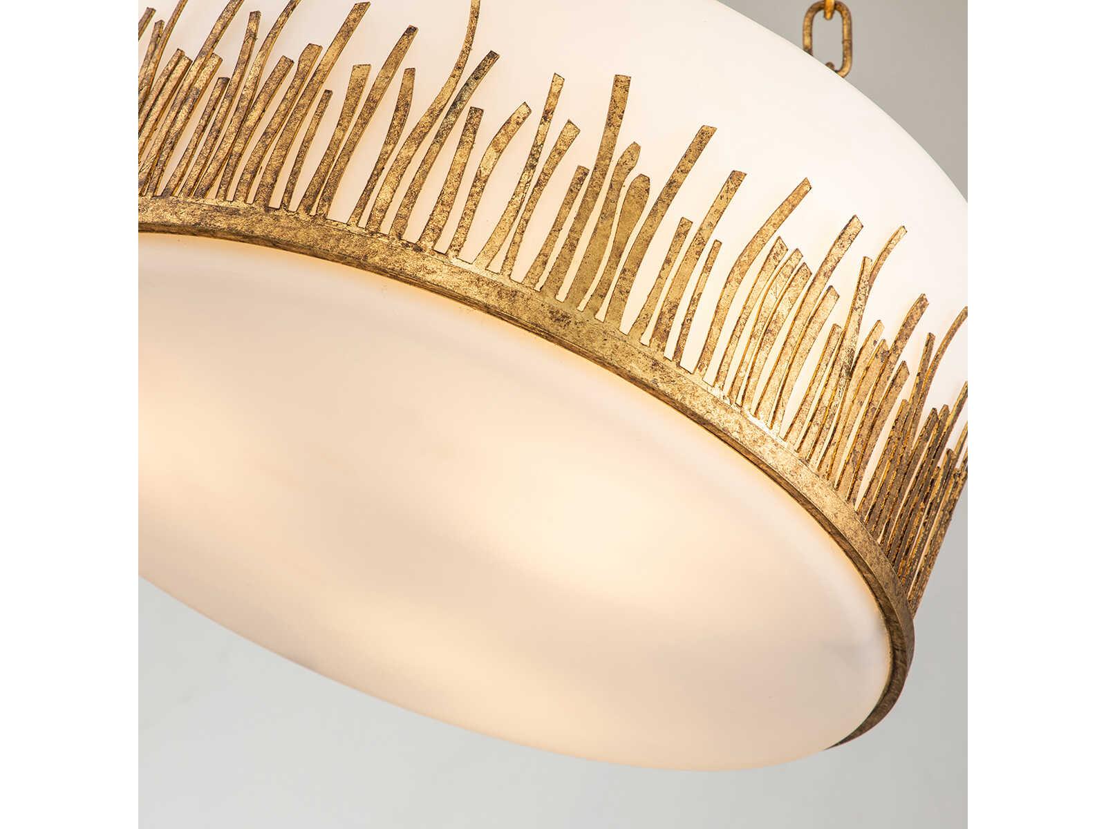 Lucas McKearn Sawgrass 2-Light Gold Leaf Glass Drum Pendant