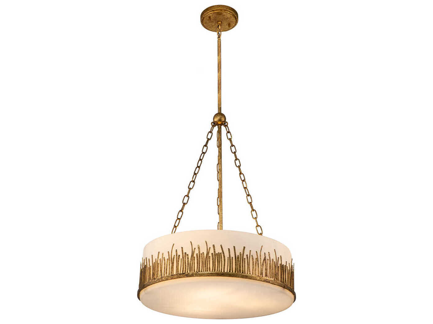 Lucas McKearn Sawgrass 3-Light Gold Leaf Glass Drum Pendant