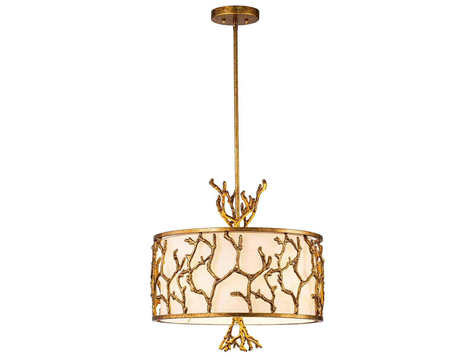 Lucas McKearn Coral 3-Light Gold Drum Chandelier