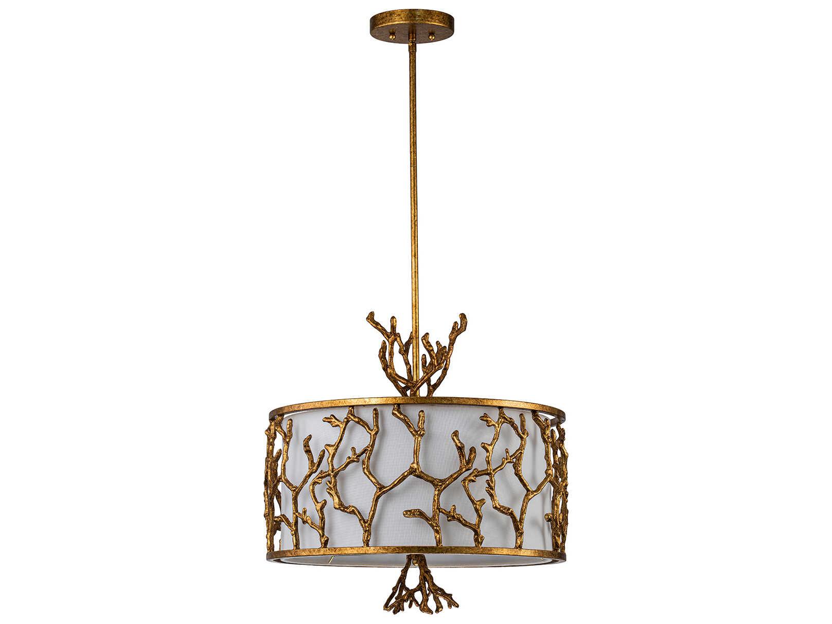Lucas McKearn Coral 3-Light Gold Drum Chandelier