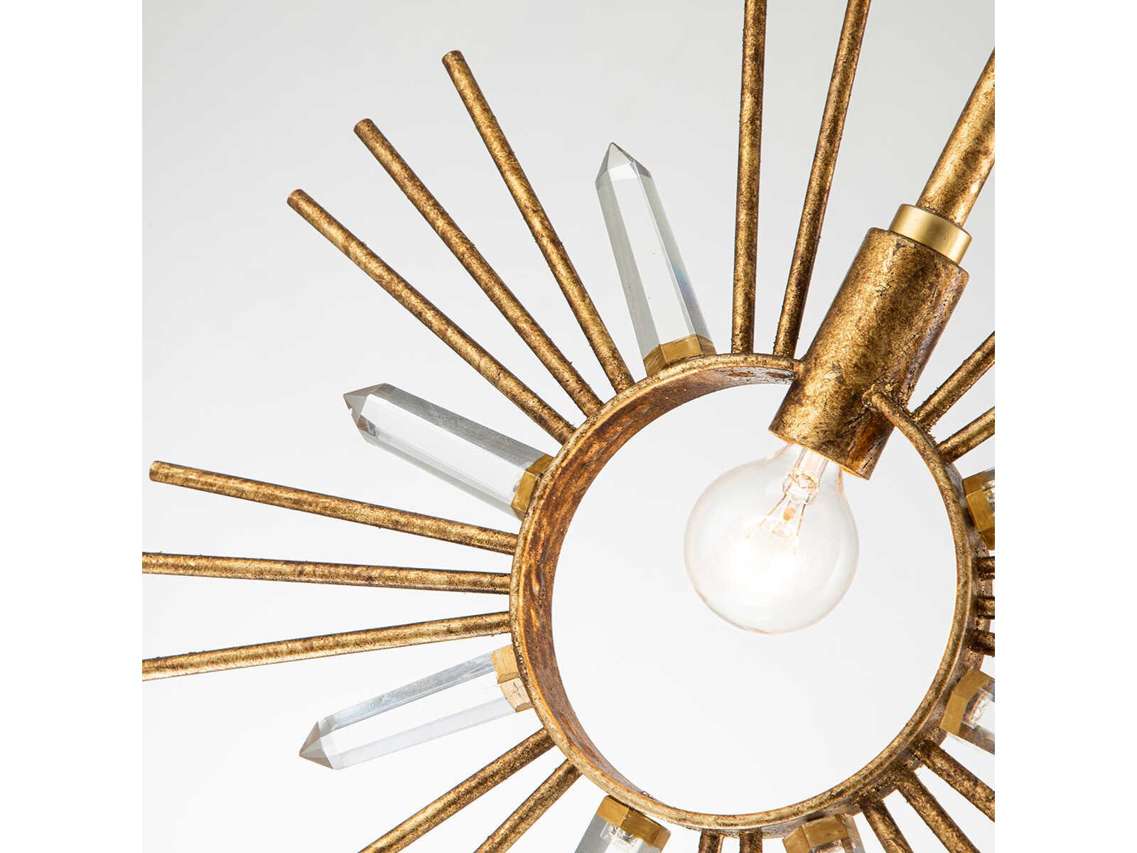 Lucas McKearn Sun King 1-Light Gold Leaf Crystal Sputnik Mini Pendant