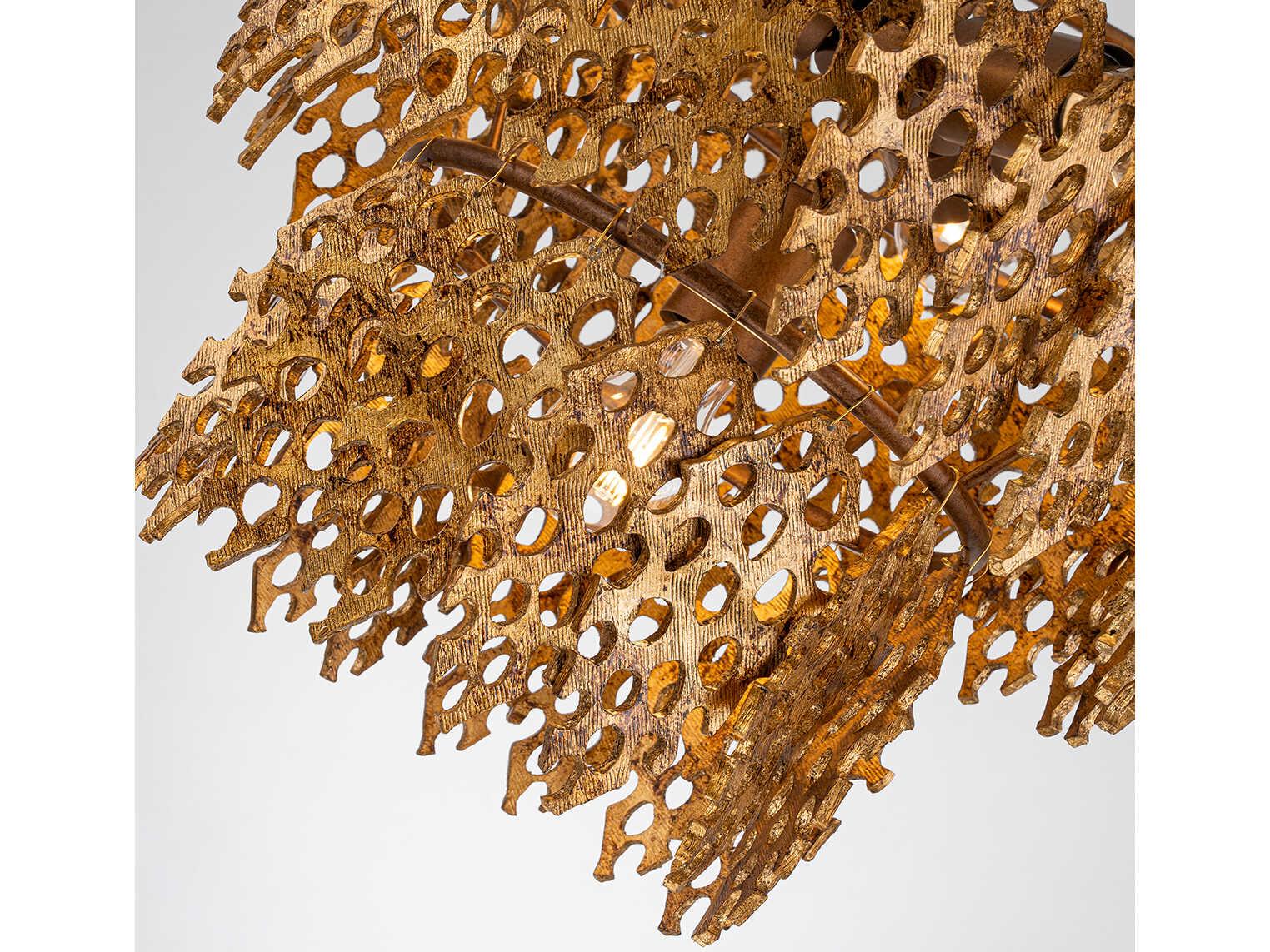 Lucas McKearn Coral Luxe 4-Light Gold Tiered Chandelier