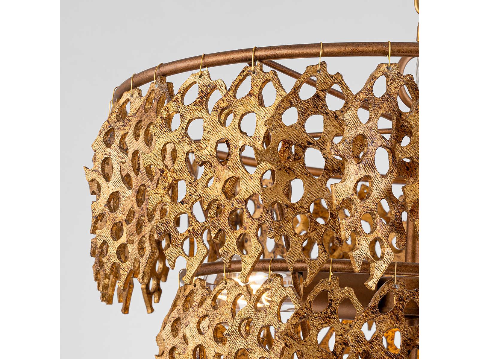 Lucas McKearn Coral Luxe 4-Light Gold Tiered Chandelier