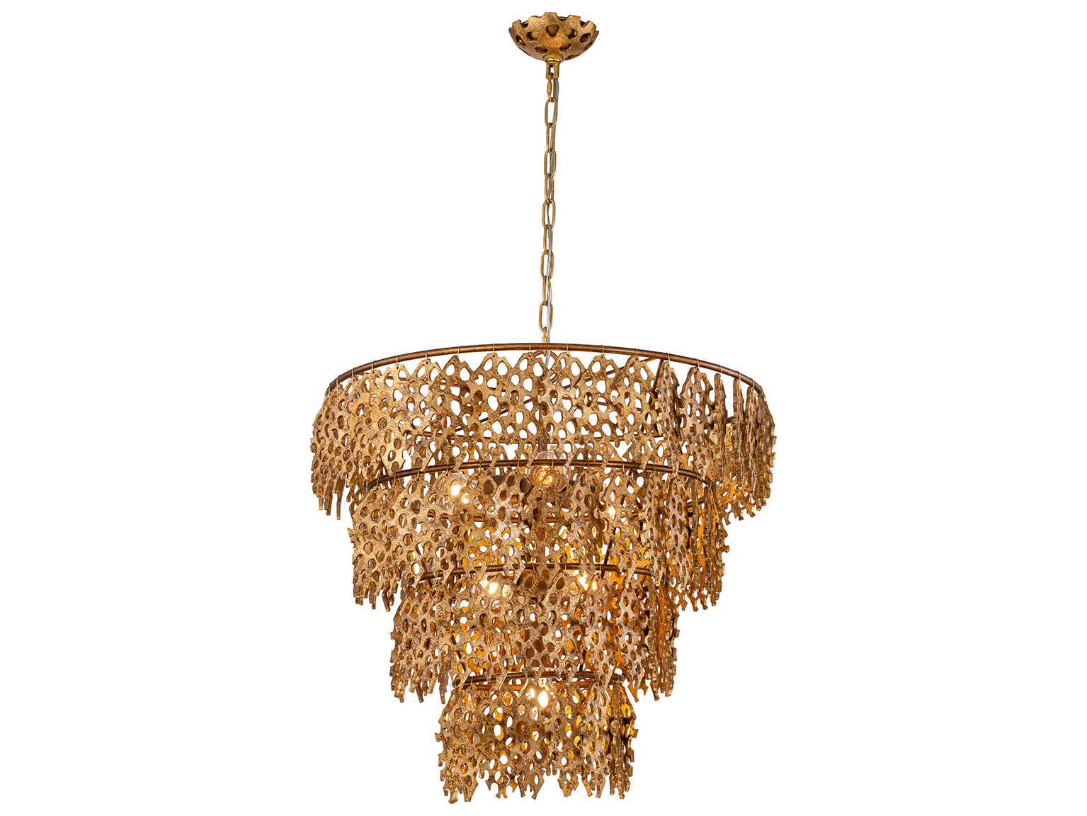 Lucas McKearn Coral Luxe 6-Light Gold Tiered Chandelier