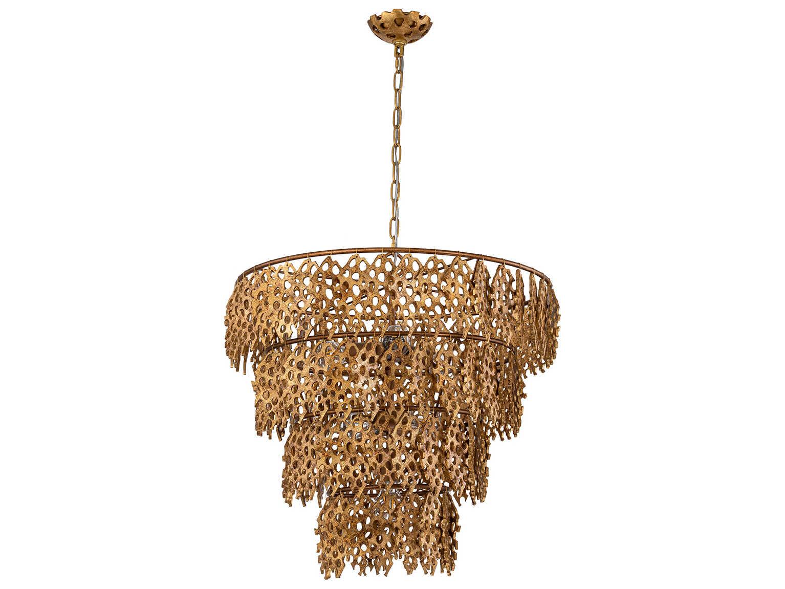 Lucas McKearn Coral Luxe 6-Light Gold Tiered Chandelier