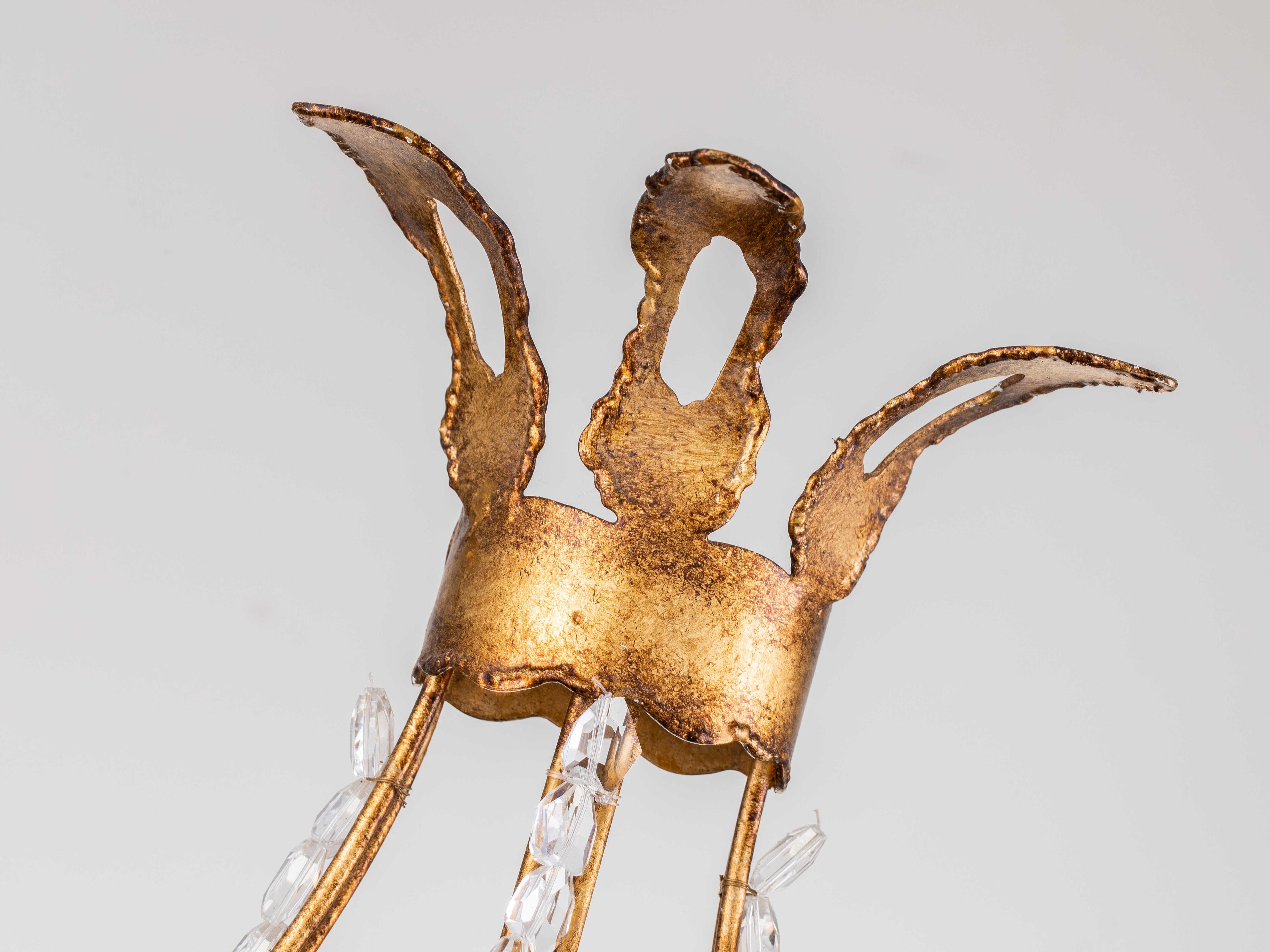 Lucas McKearn Monteleone 2-Light Antique Gold Crystal Glass Wall Sconce