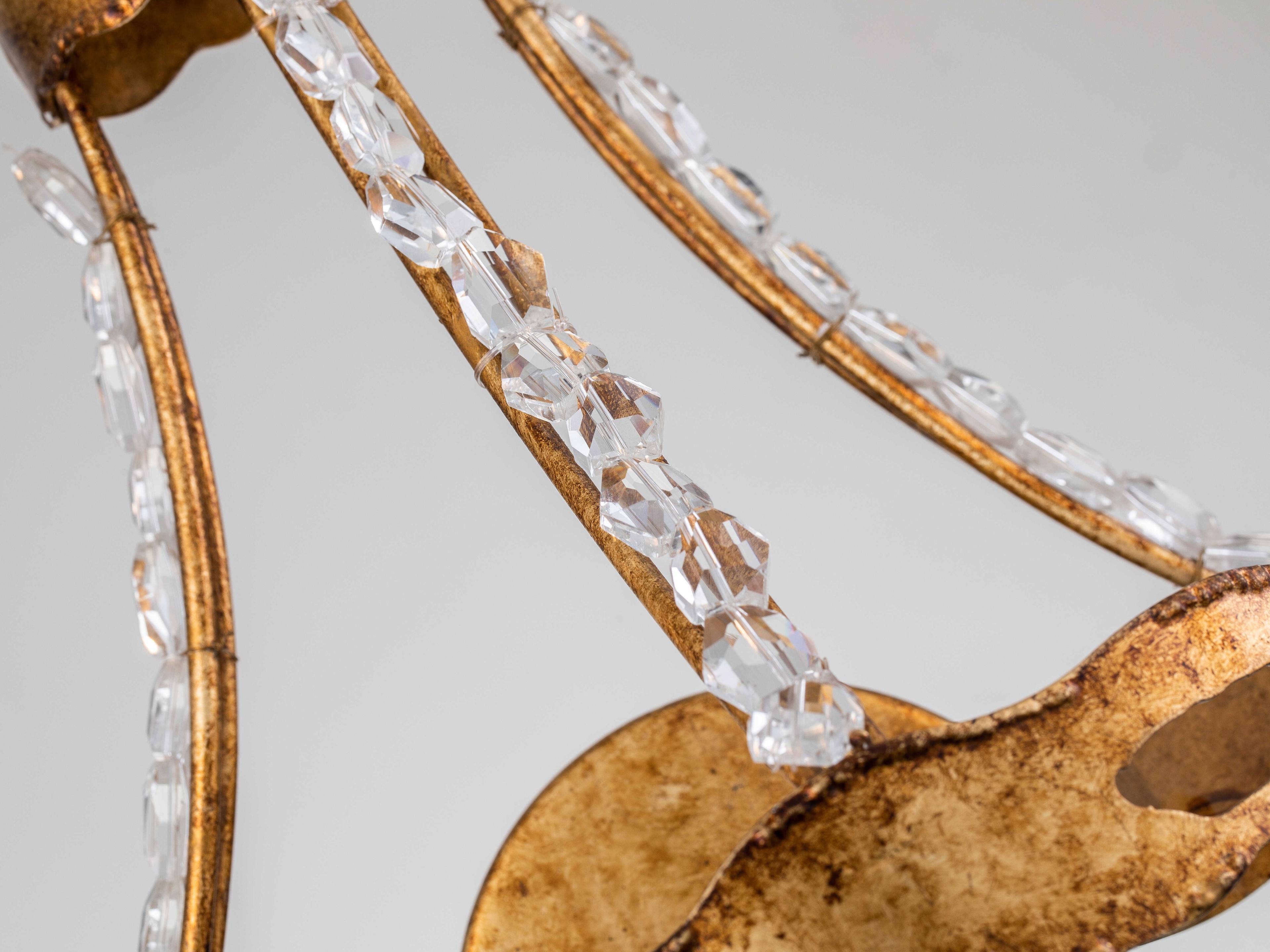 Lucas McKearn Monteleone 2-Light Antique Gold Crystal Glass Wall Sconce