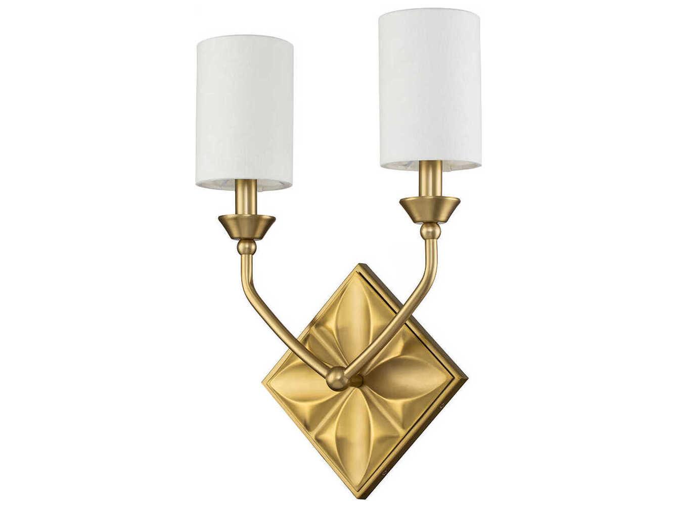 Lucas McKearn Epsilon 2-Light Aged Brass Wall Sconce