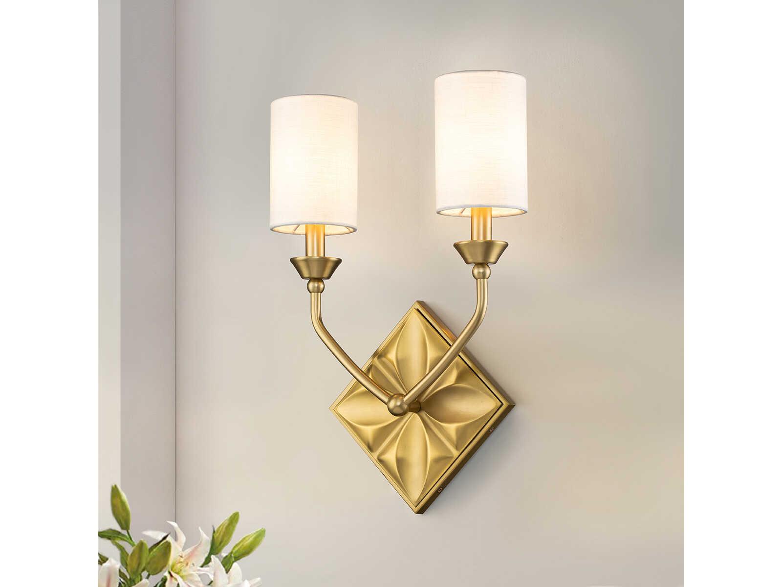 Lucas McKearn Epsilon 2-Light Aged Brass Wall Sconce
