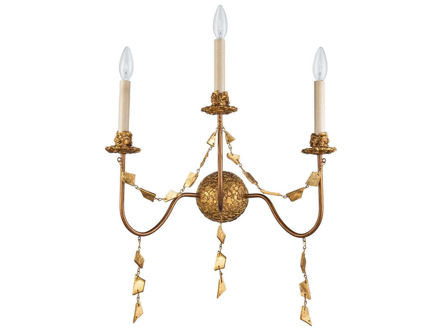 Lucas McKearn Mosaic 3-Light Gold Leaf LED Wall Sconce