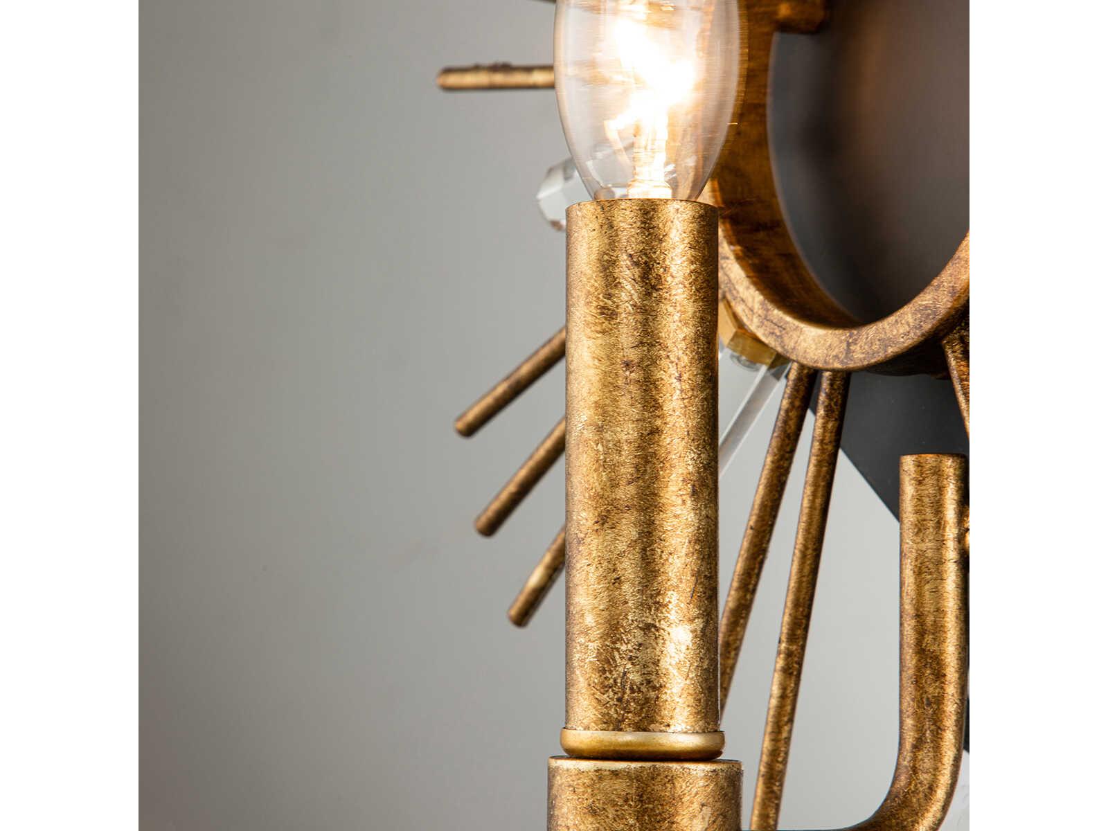 Lucas McKearn Sun King 1-Light Gold Leaf Crystal Wall Sconce