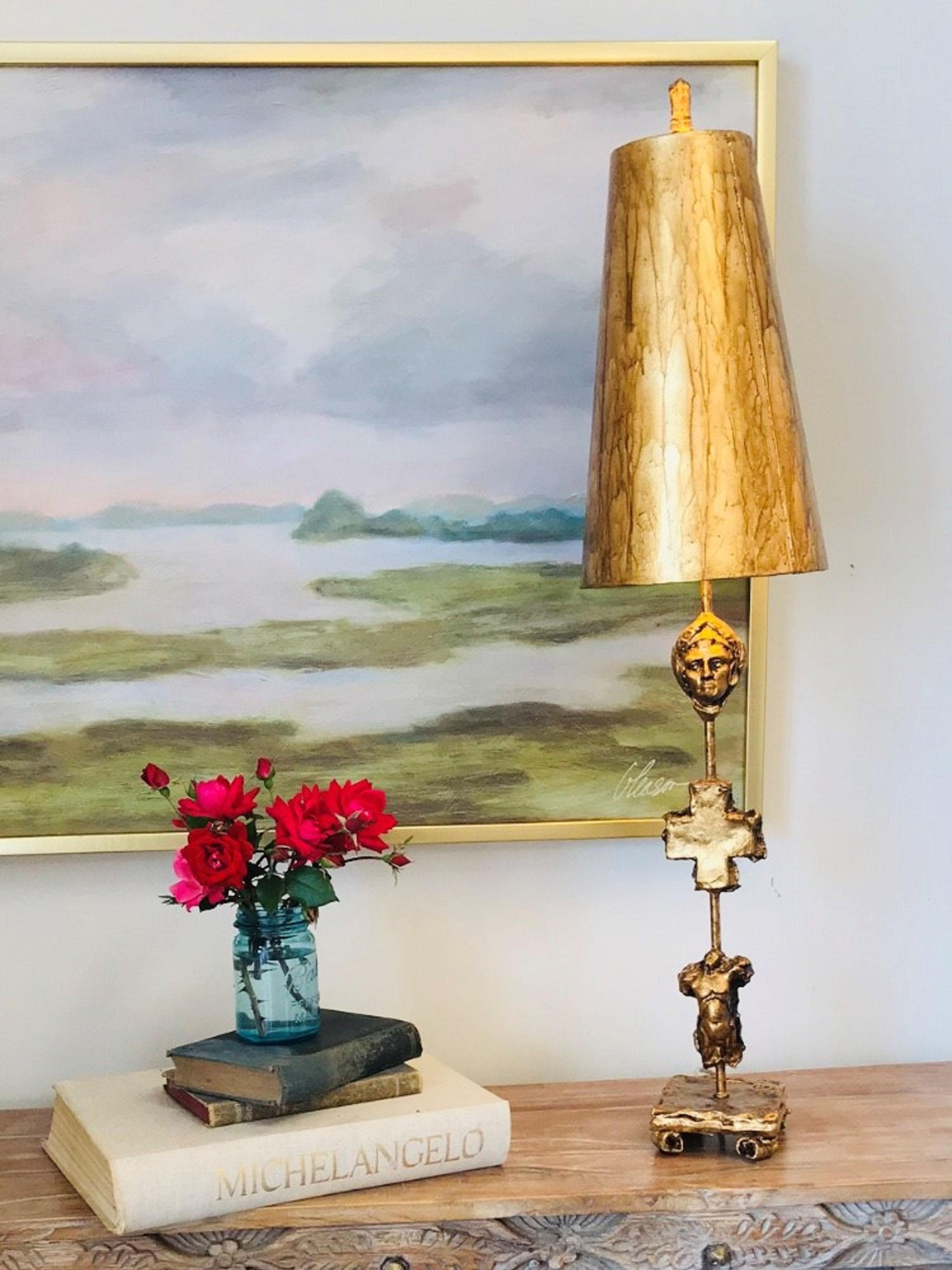 Lucas McKearn Fragment Gold Leaf Umber Glaze Black Buffet Lamp