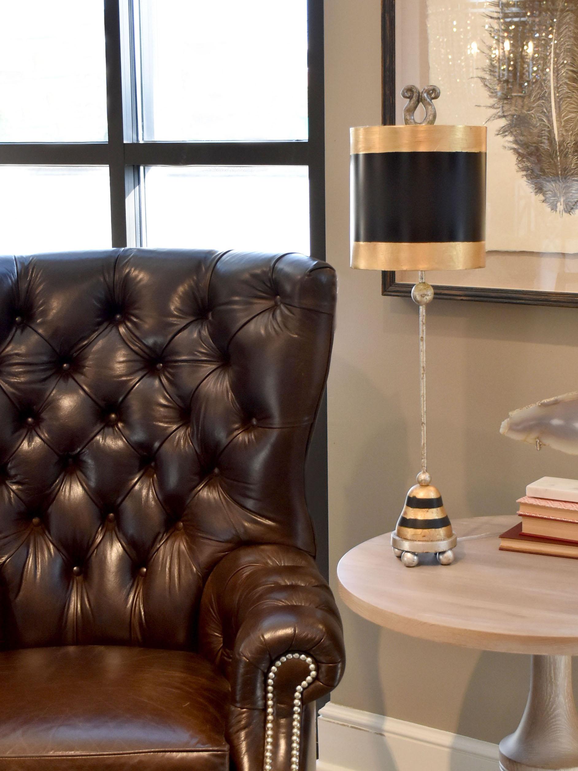 Lucas McKearn Phoenician Silver Leaf Black And Gold Buffet Lamp