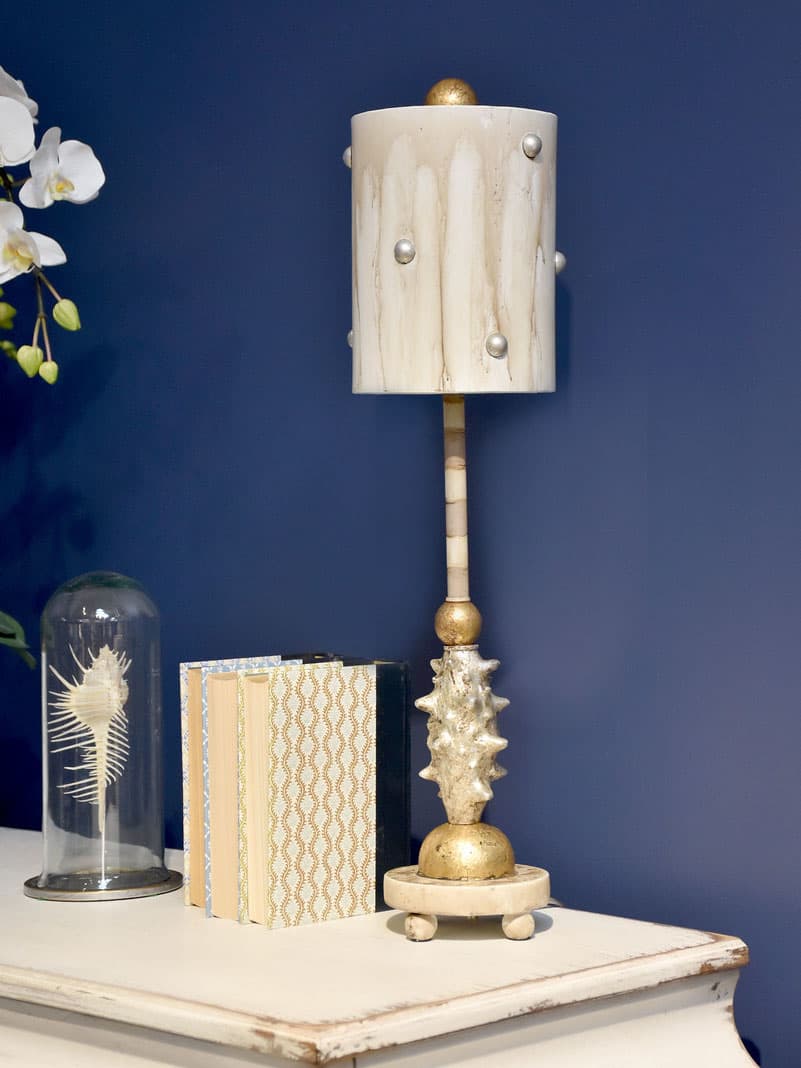 Lucas McKearn Pome Cream Putty Striped Gold Leaf Off White Table Lamp