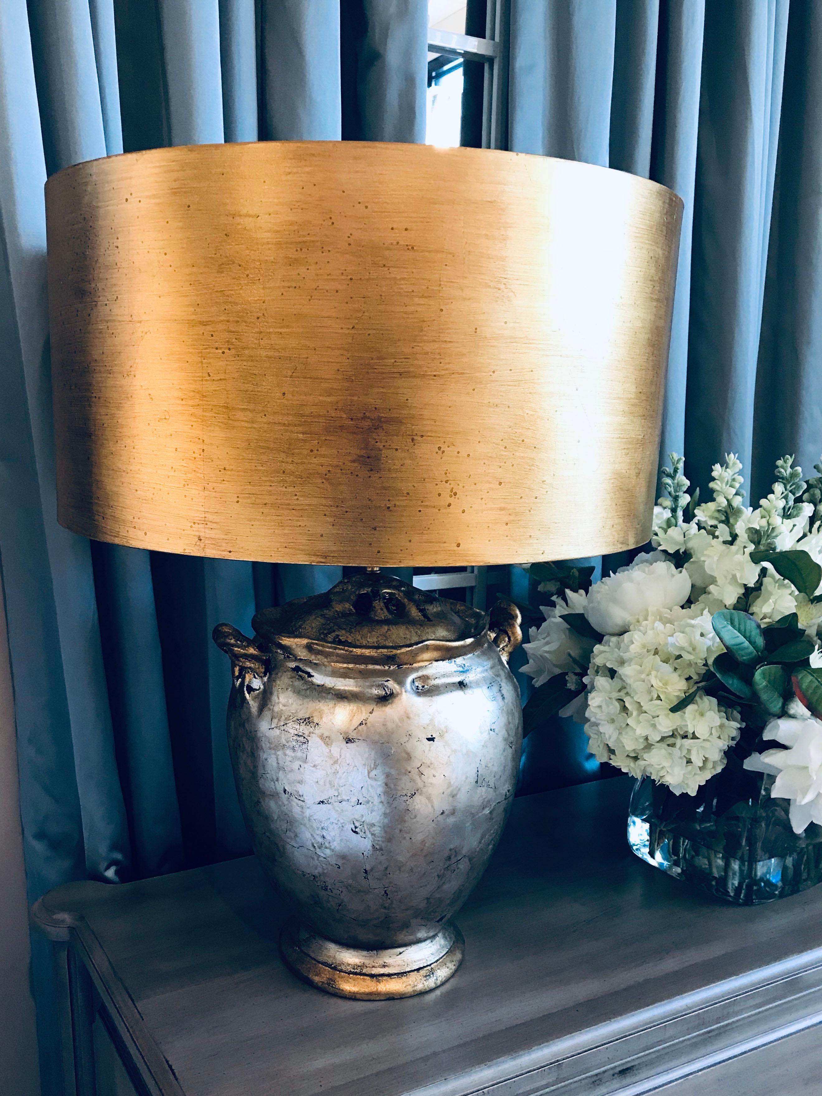 Lucas McKearn Antique Silver Gold Table Lamp