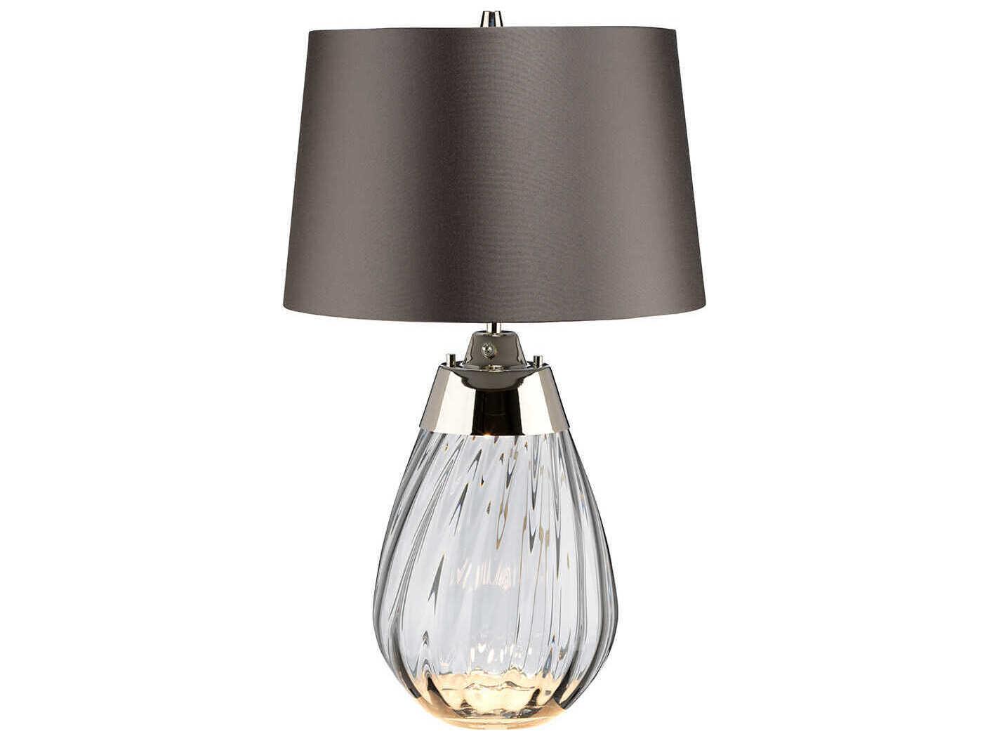 Lucas McKearn Lena Smoke Slate Satin With Silver Laminate Lining Gray Glass Table Lamp with Shade
