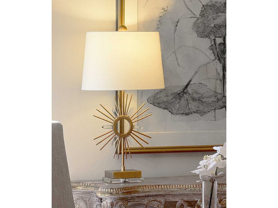 Lucas McKearn Sun King Distressed Gold Quartz Crystal Buffet Lamp