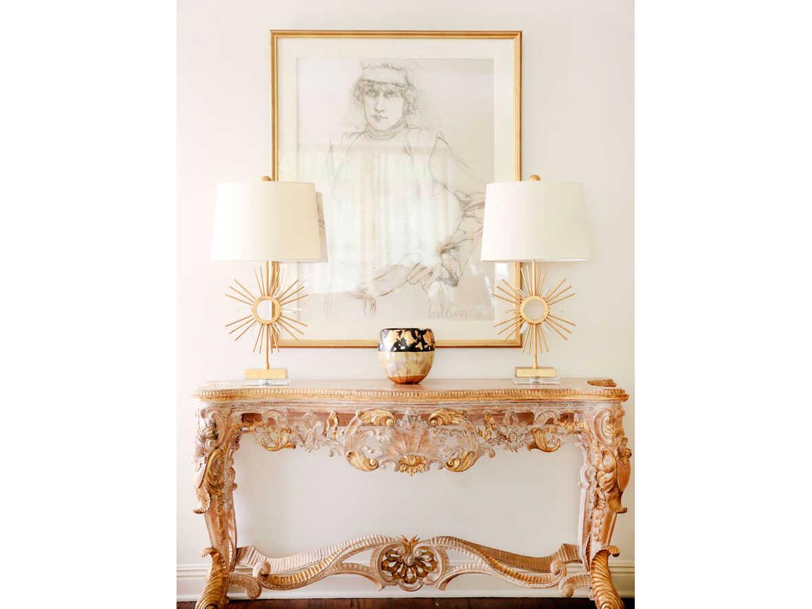 Lucas McKearn Sun King Distressed Gold Quartz Crystal Buffet Lamp