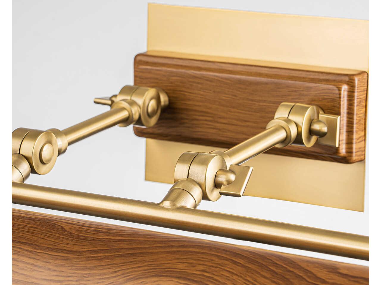 Lucas McKearn Winchfield 4-Light Aged Brass Oak Wood Picture Light