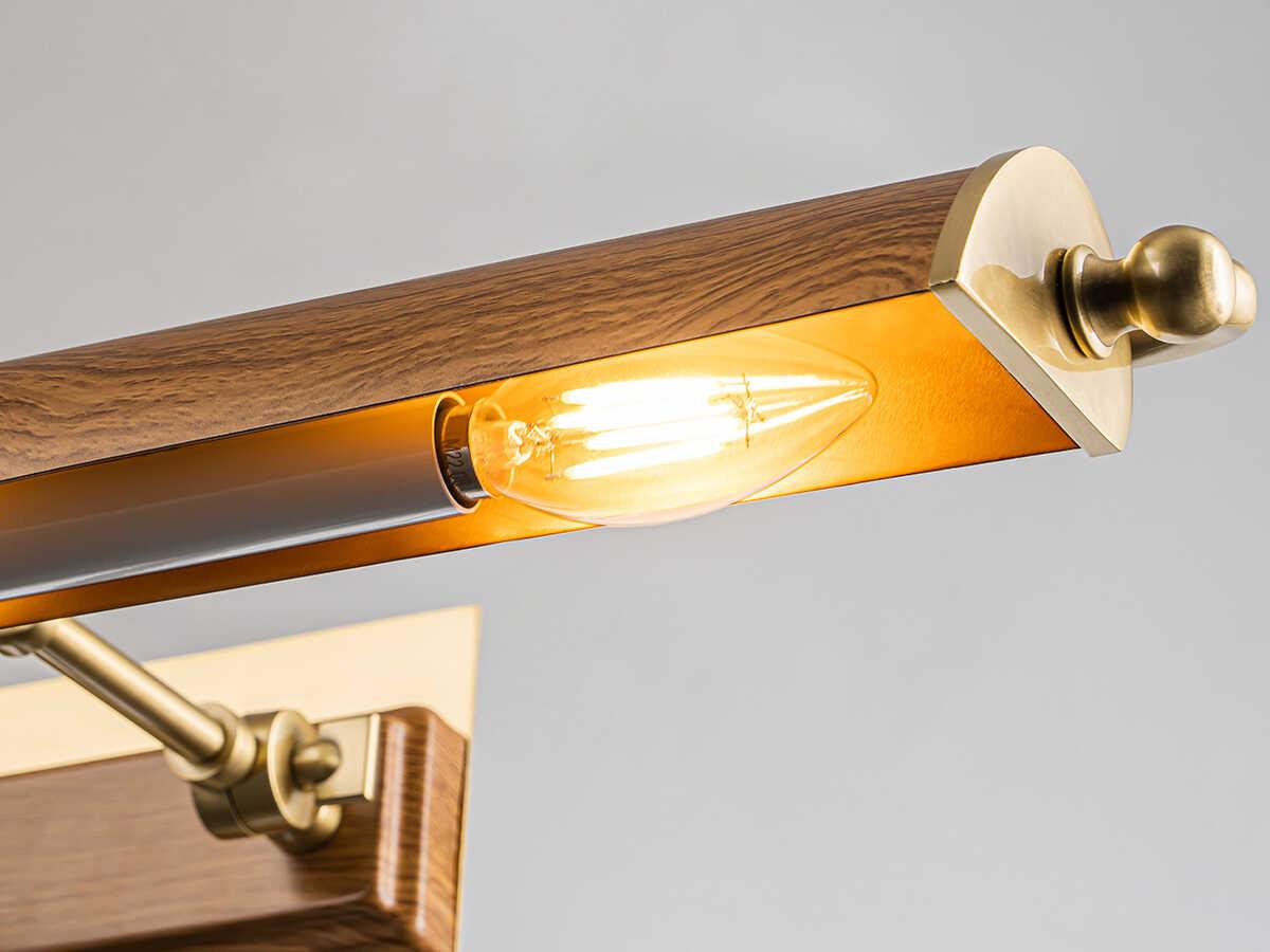 Lucas McKearn Winchfield 4-Light Aged Brass Oak Wood Picture Light