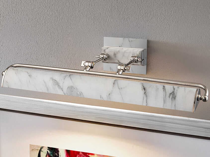 Lucas McKearn Winchfield 4-Light Polished Nickel White Marble Picture Light