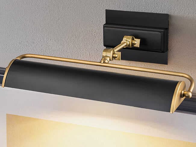 Lucas McKearn Winchfield 2-Light Aged Brass Matte Black Picture Light