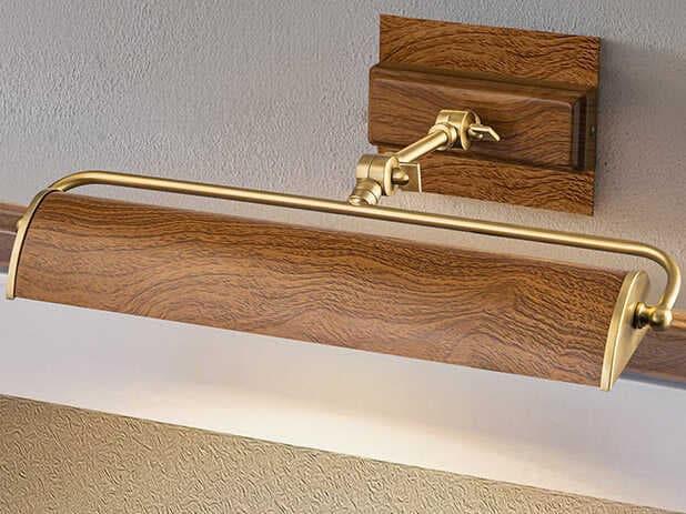 Lucas McKearn Winchfield 2-Light Aged Brass Oak Wood Picture Light