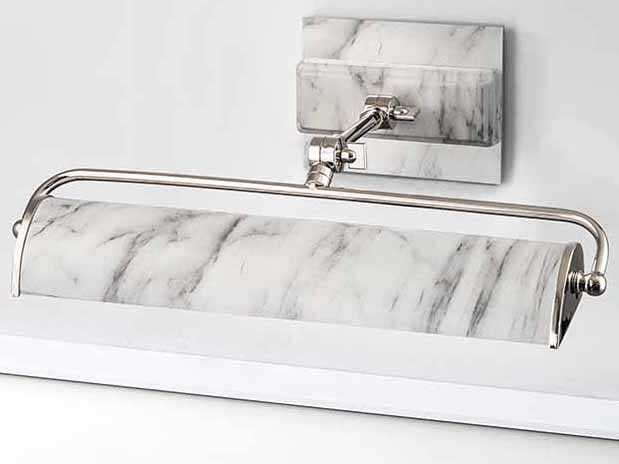 Lucas McKearn Winchfield 2-Light Polished Nickel White Marble Picture Light