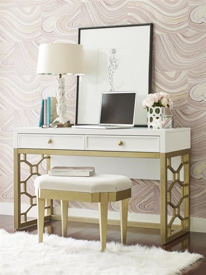 Legacy Classic Chelsea By Rr White With Gold Accents Hardwood Vanity Table