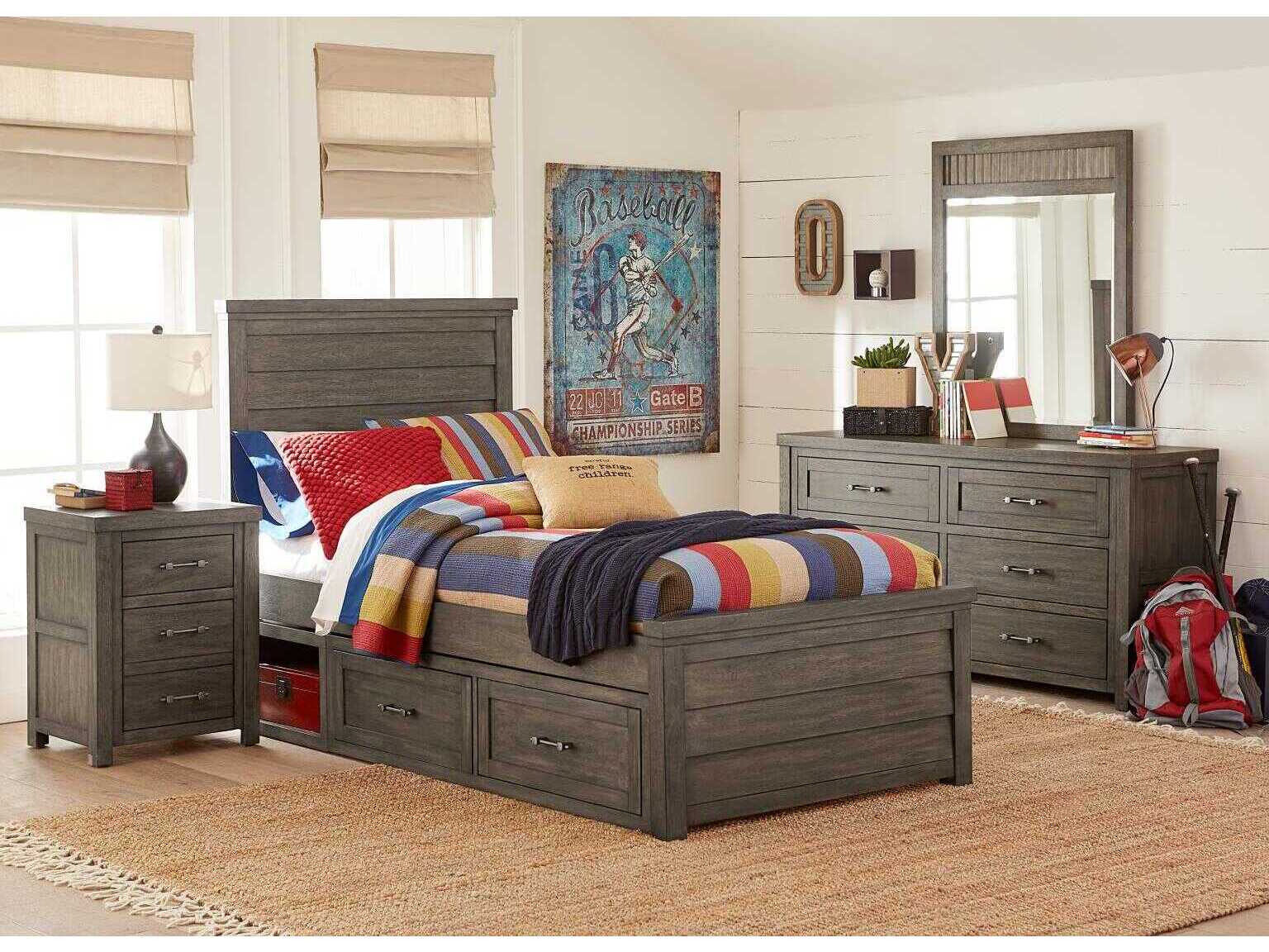 Legacy Classic Bunkhouse 6-Drawers Gray Acacia Wood Double Dresser