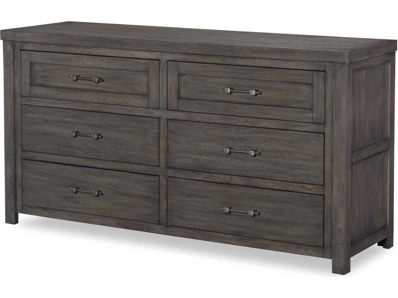 Legacy Classic Bunkhouse 6-Drawers Gray Acacia Wood Double Dresser
