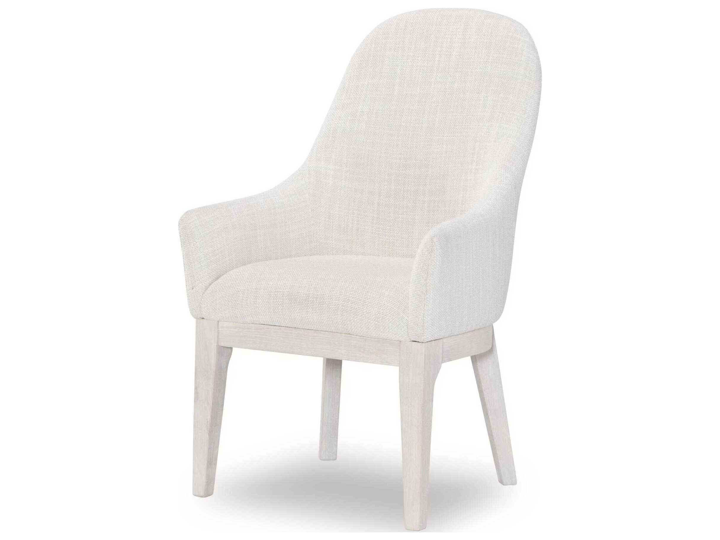 Legacy Classic Harmony Ash Wood White Upholstered Arm Dining Chair