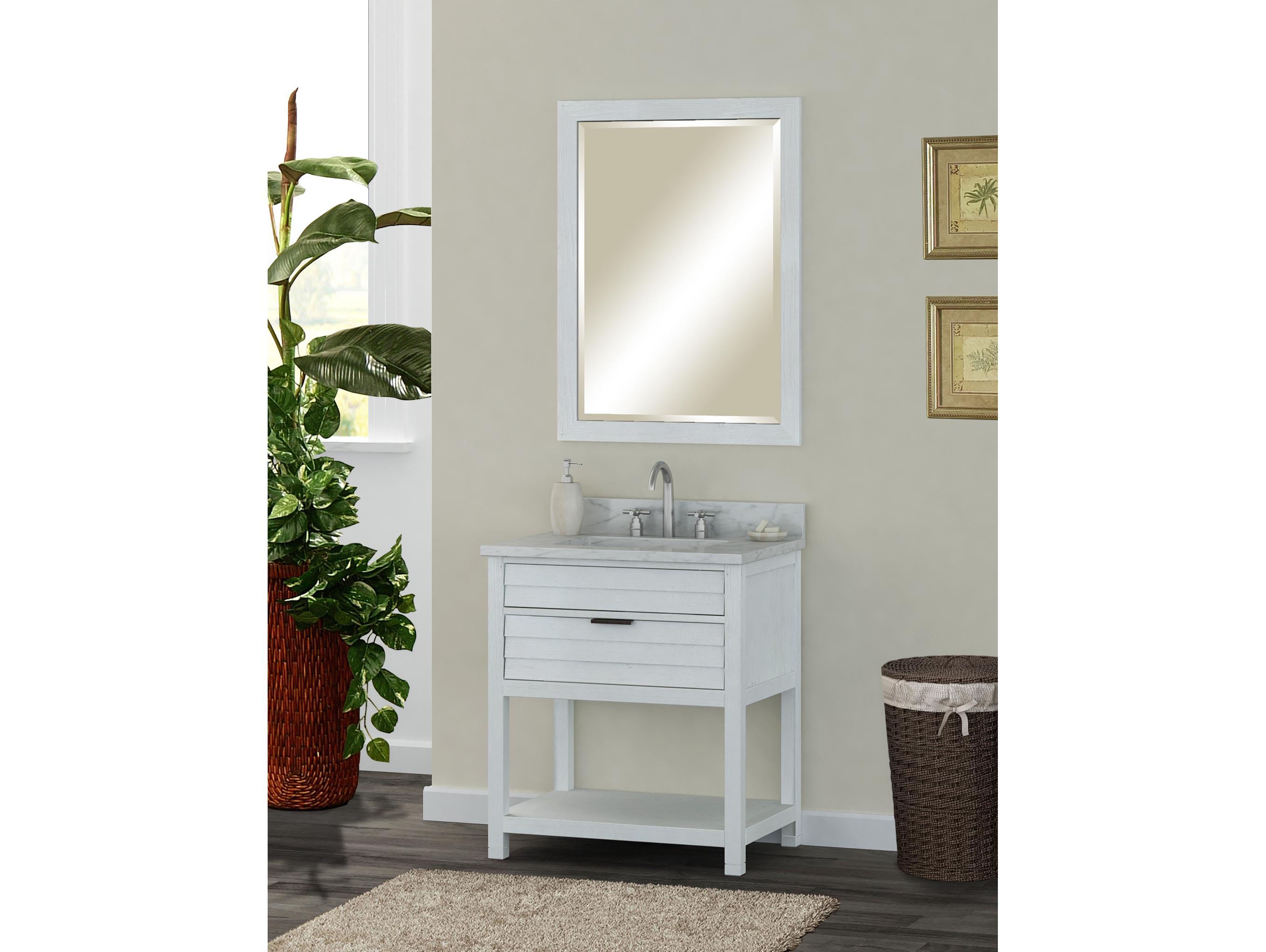 Le Bath Kasey 30'' White Wash Vertical Wall Mirror 