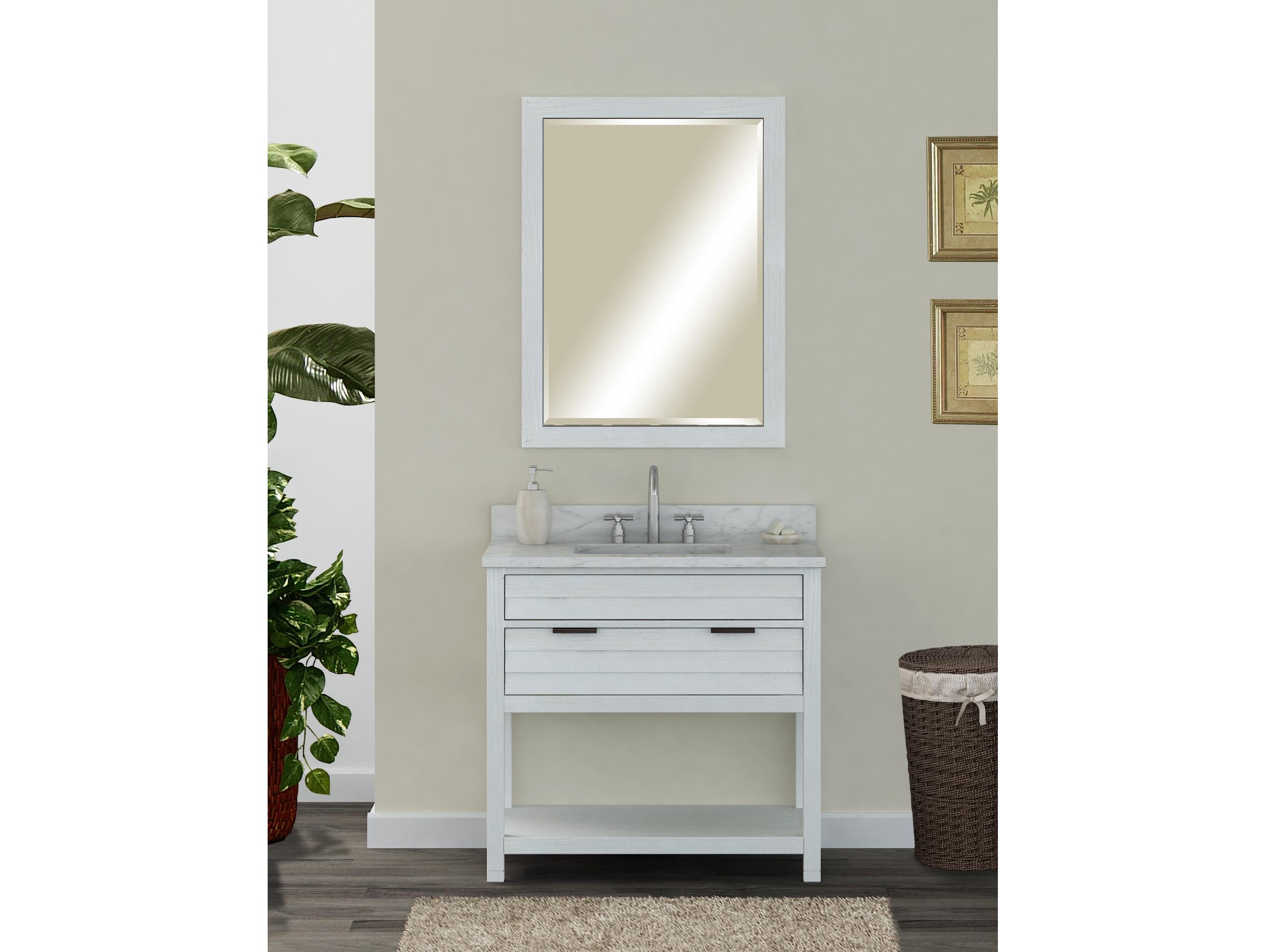 Le Bath Kasey 30'' White Wash Vertical Wall Mirror 