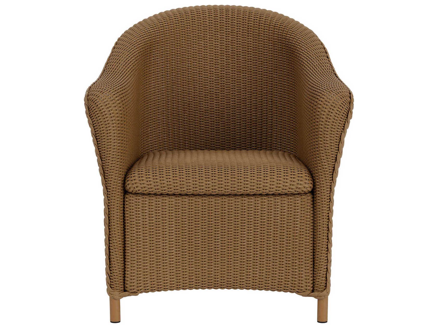 Lloyd Flanders Reflections Wicker Patio Dining Arm Chair with Padded Seat