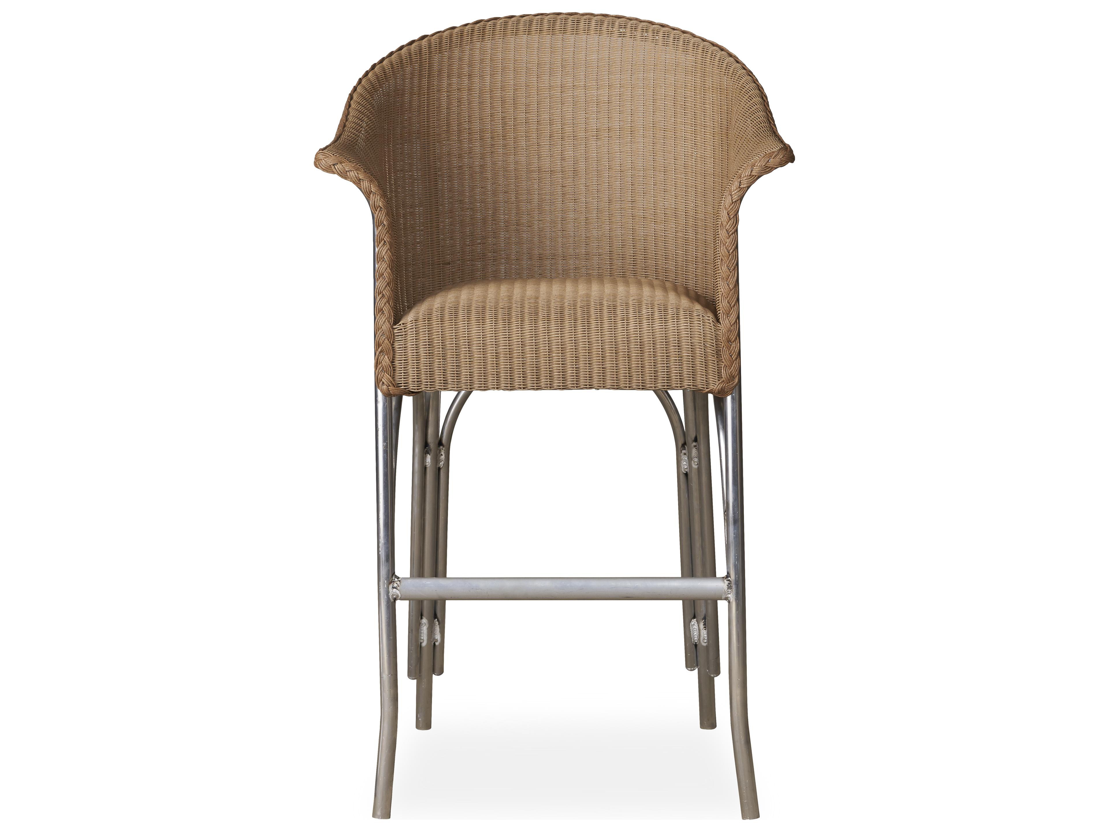 Lloyd Flanders All Seasons Wicker Outdoor Patio Bar Stool with Padded Seat