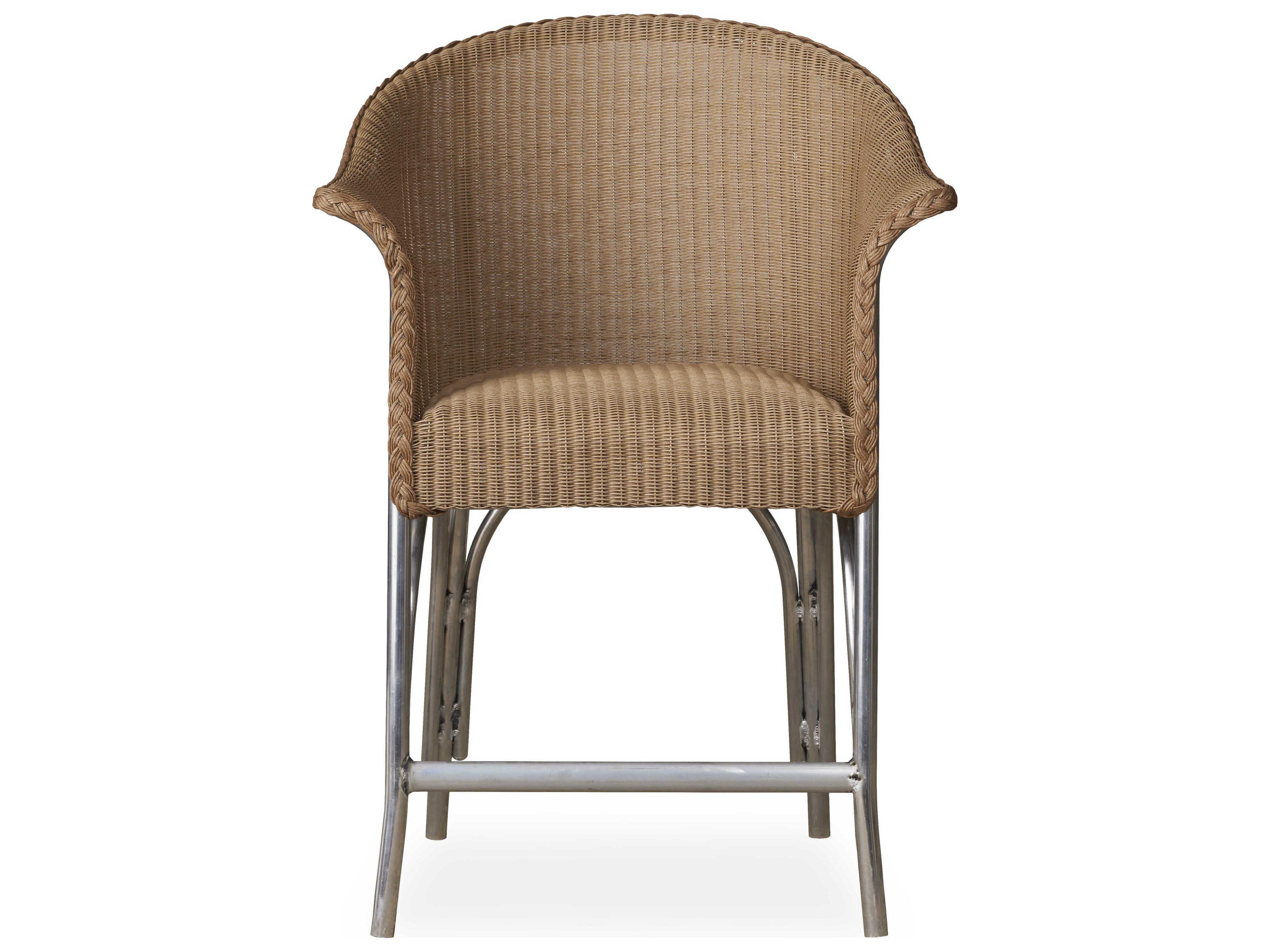 Lloyd Flanders All Seasons Wicker Outdoor Patio Counter Stool with Padded Seat