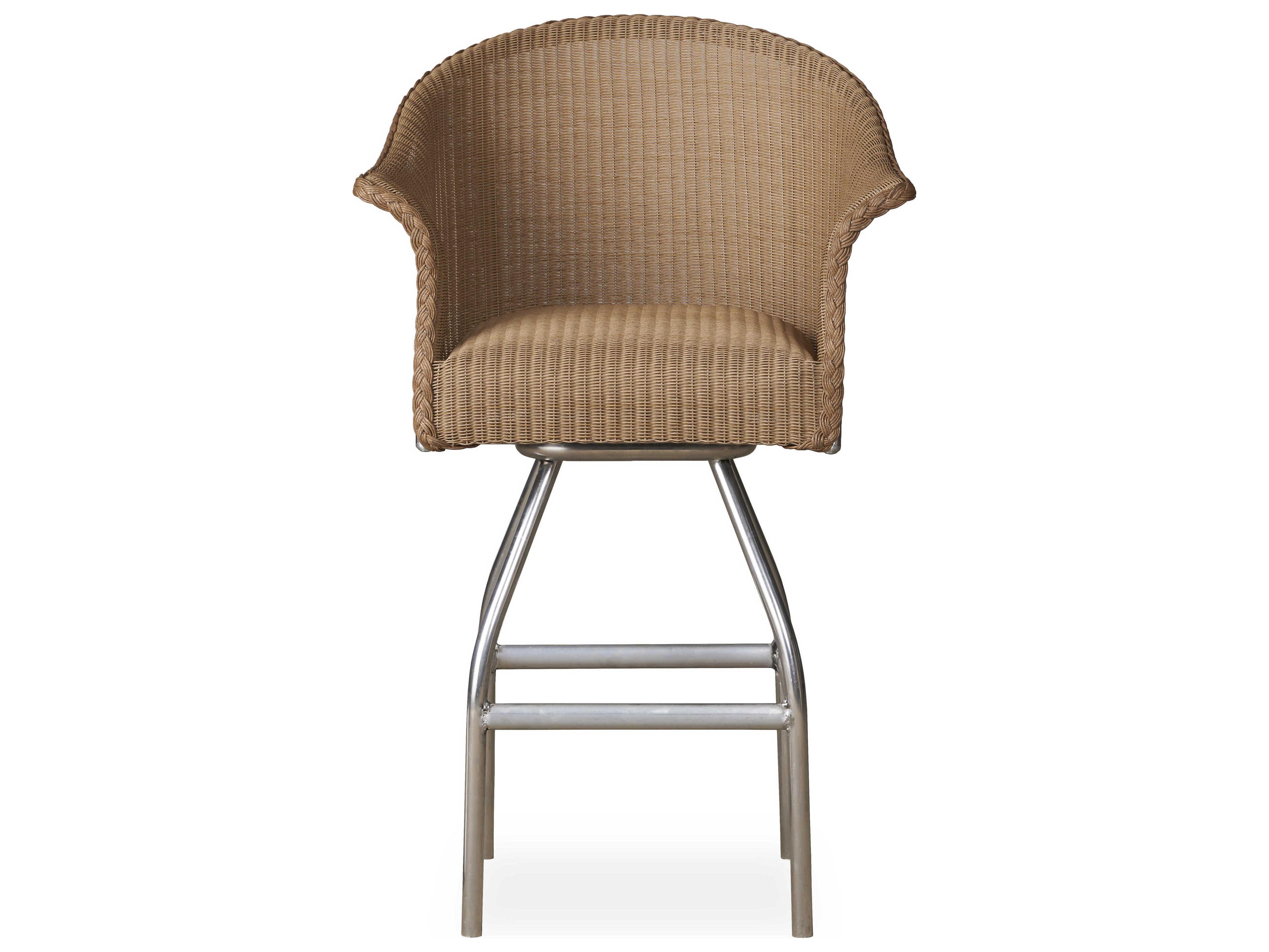 Lloyd Flanders All Seasons Wicker Swivel Patio Bar Stool with Padded Seat