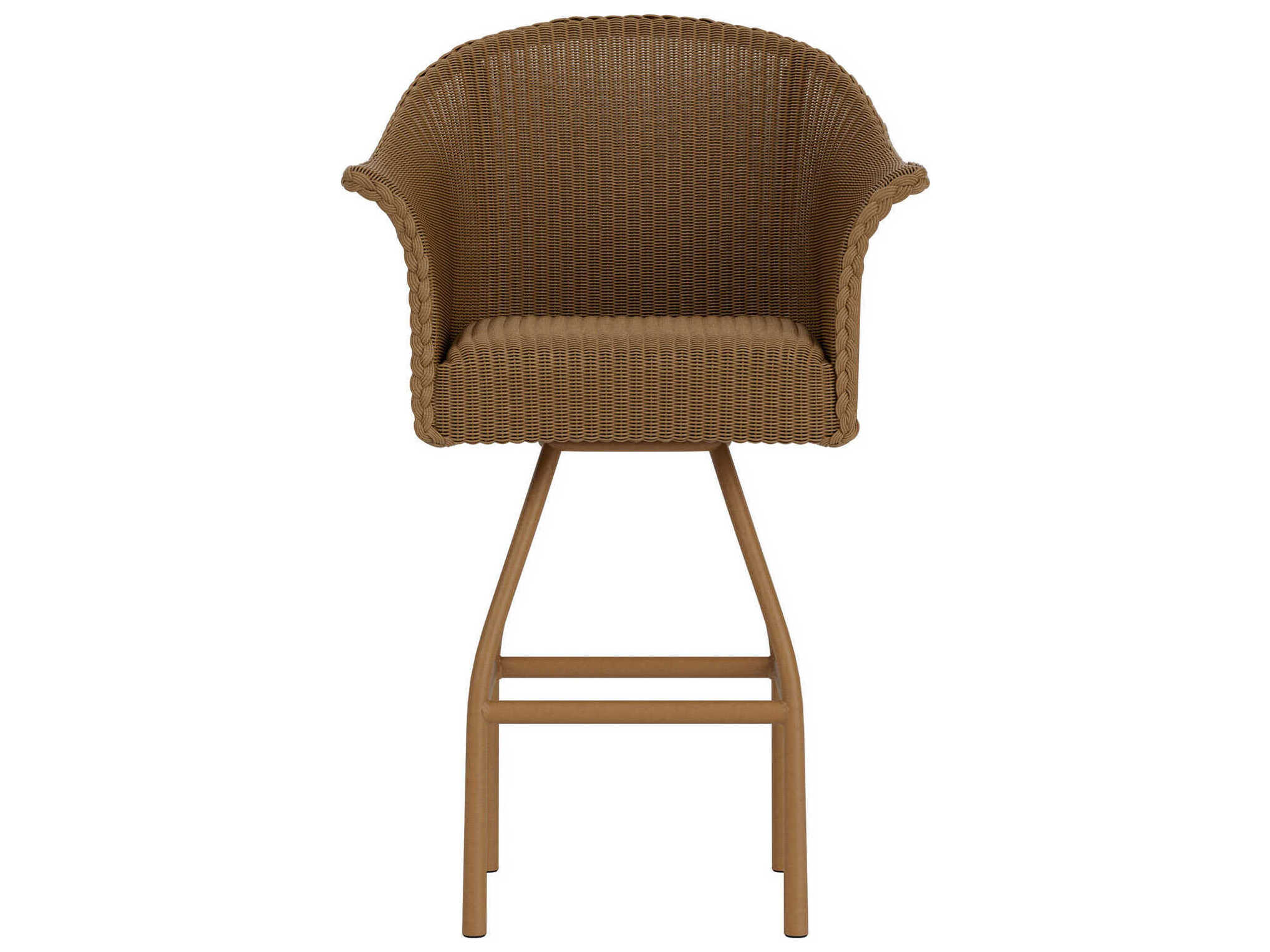 Lloyd Flanders All Seasons Wicker Swivel Patio Bar Stool with Padded Seat