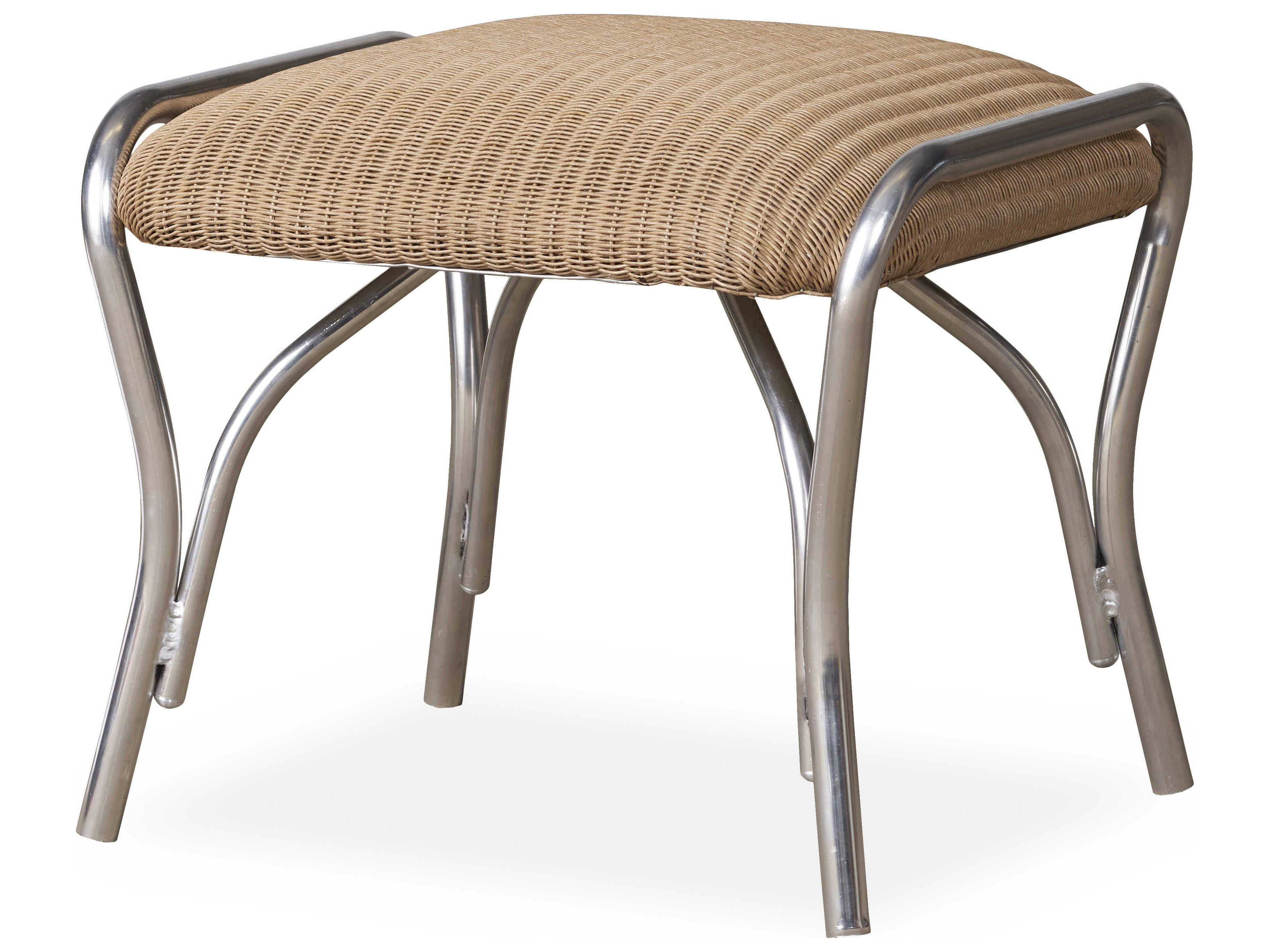 Lloyd Flanders All Seasons Wicker Outdoor Patio Ottoman with Padded Seat