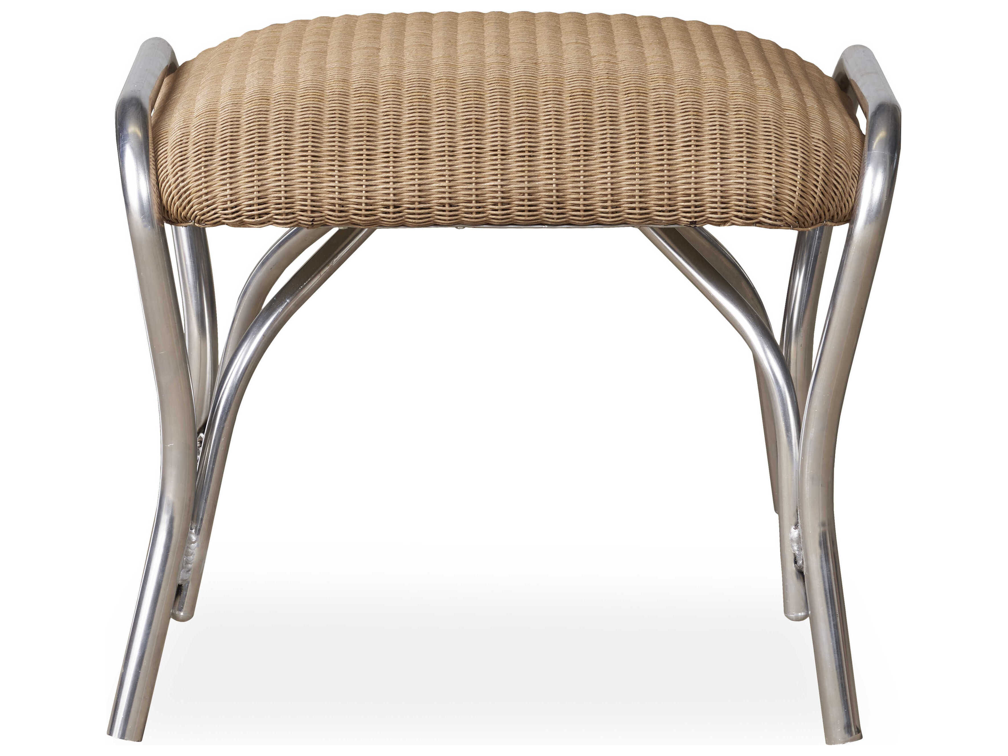 Lloyd Flanders All Seasons Wicker Outdoor Patio Ottoman with Padded Seat