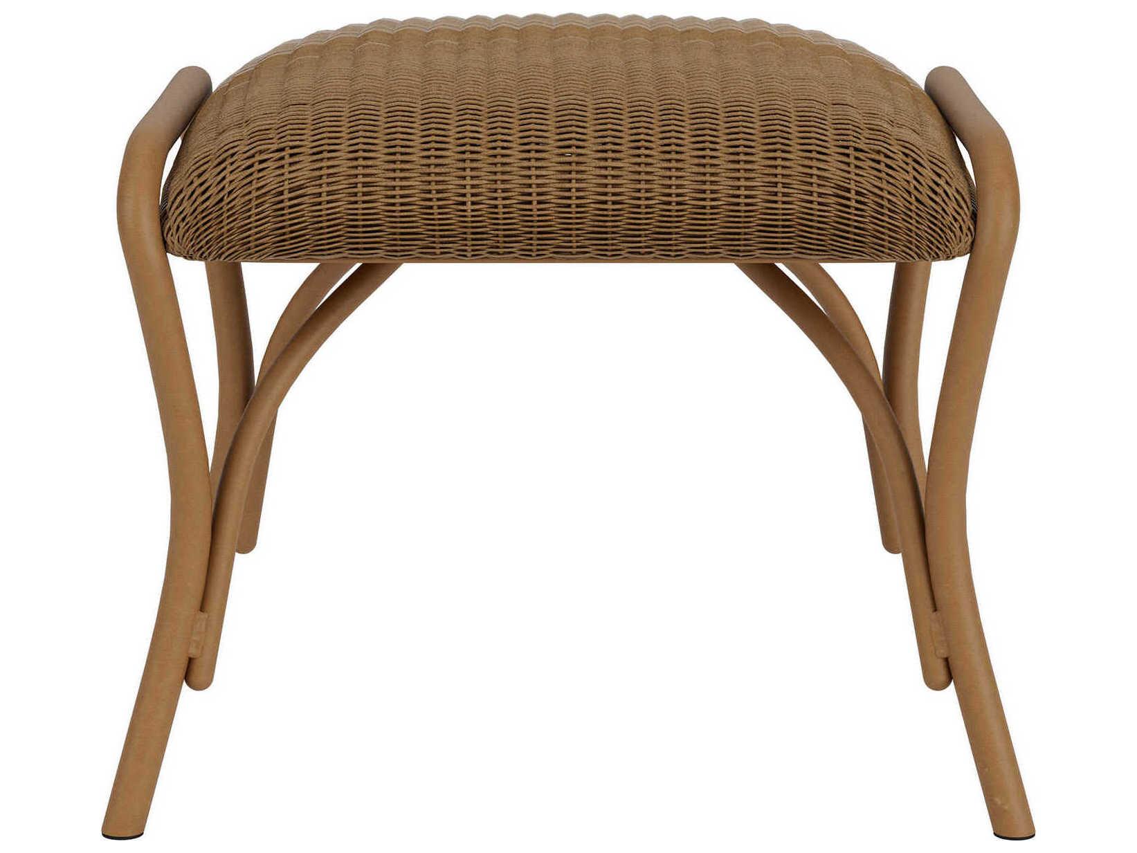 Lloyd Flanders All Seasons Wicker Outdoor Patio Ottoman with Padded Seat