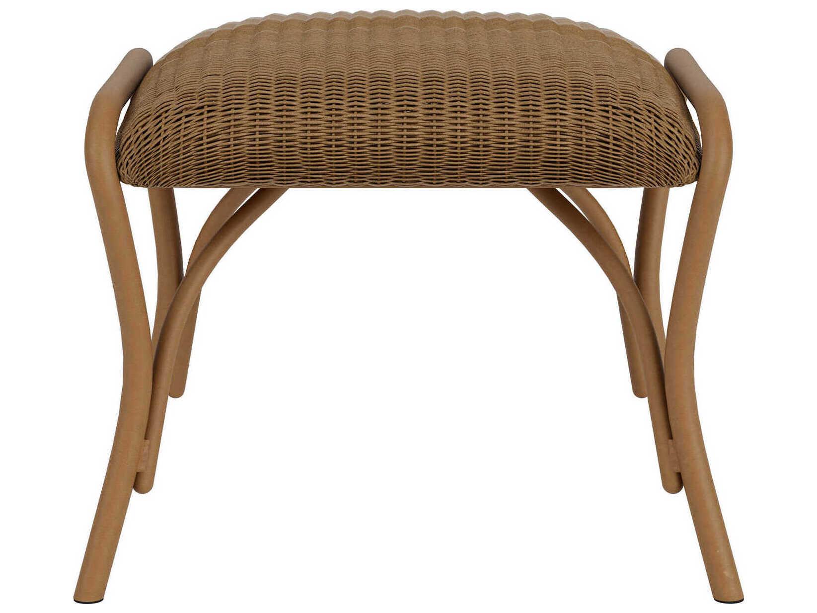 Lloyd Flanders All Seasons Wicker Outdoor Patio Ottoman with Padded Seat