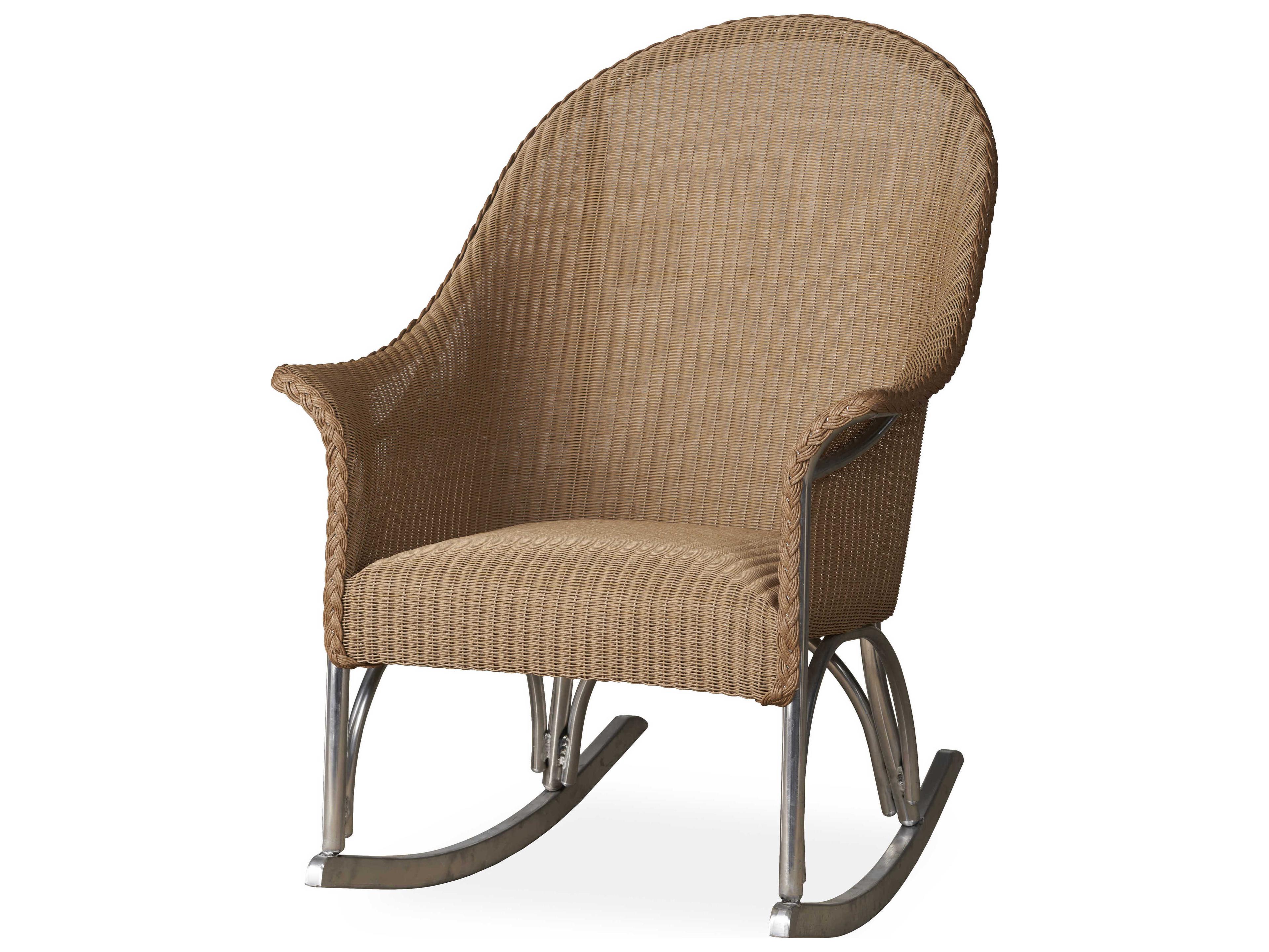 Lloyd Flanders All Seasons Wicker High Back Porch Outdoor Rocker with Padded Seat