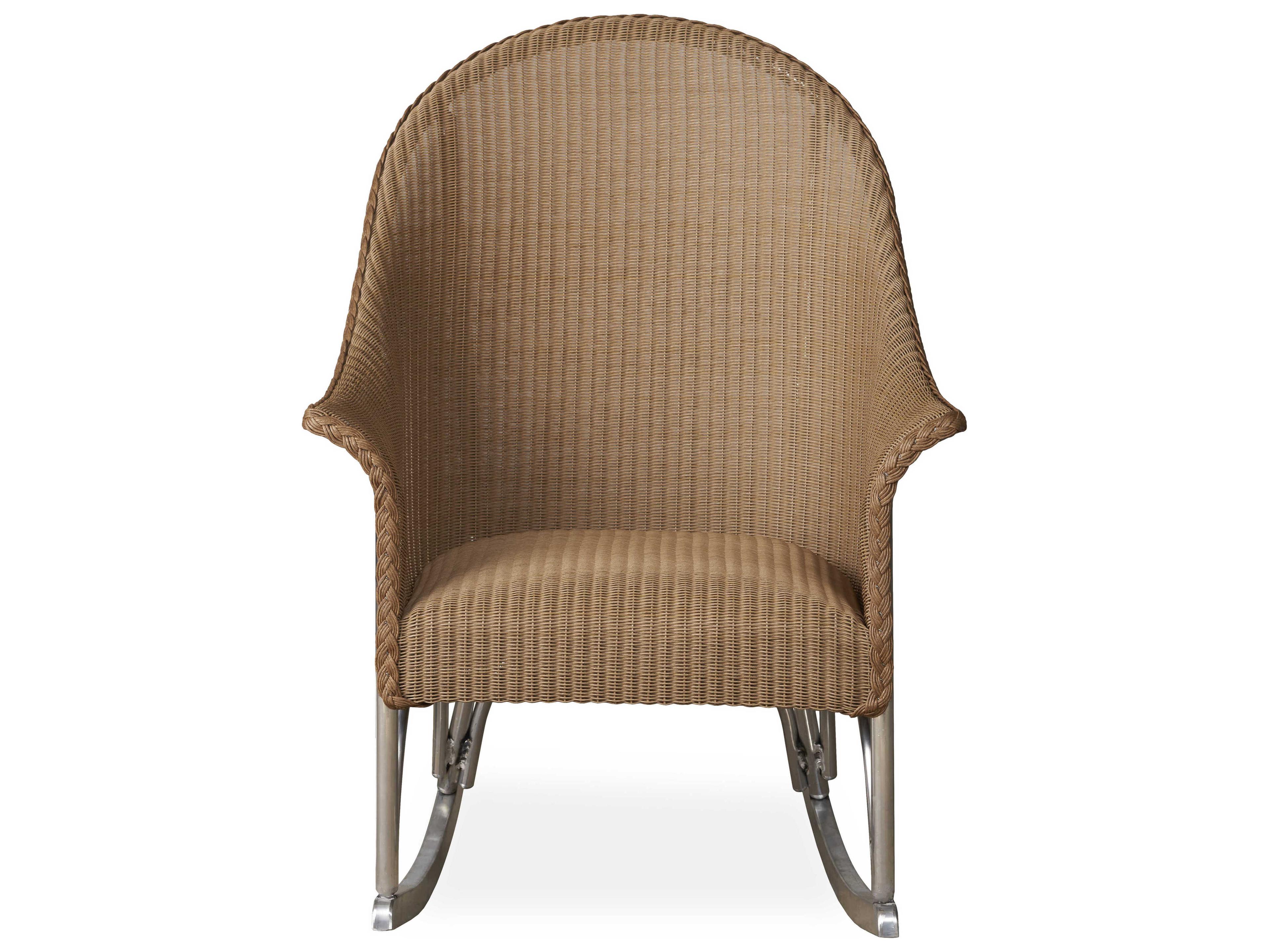 Lloyd Flanders All Seasons Wicker High Back Porch Outdoor Rocker with Padded Seat
