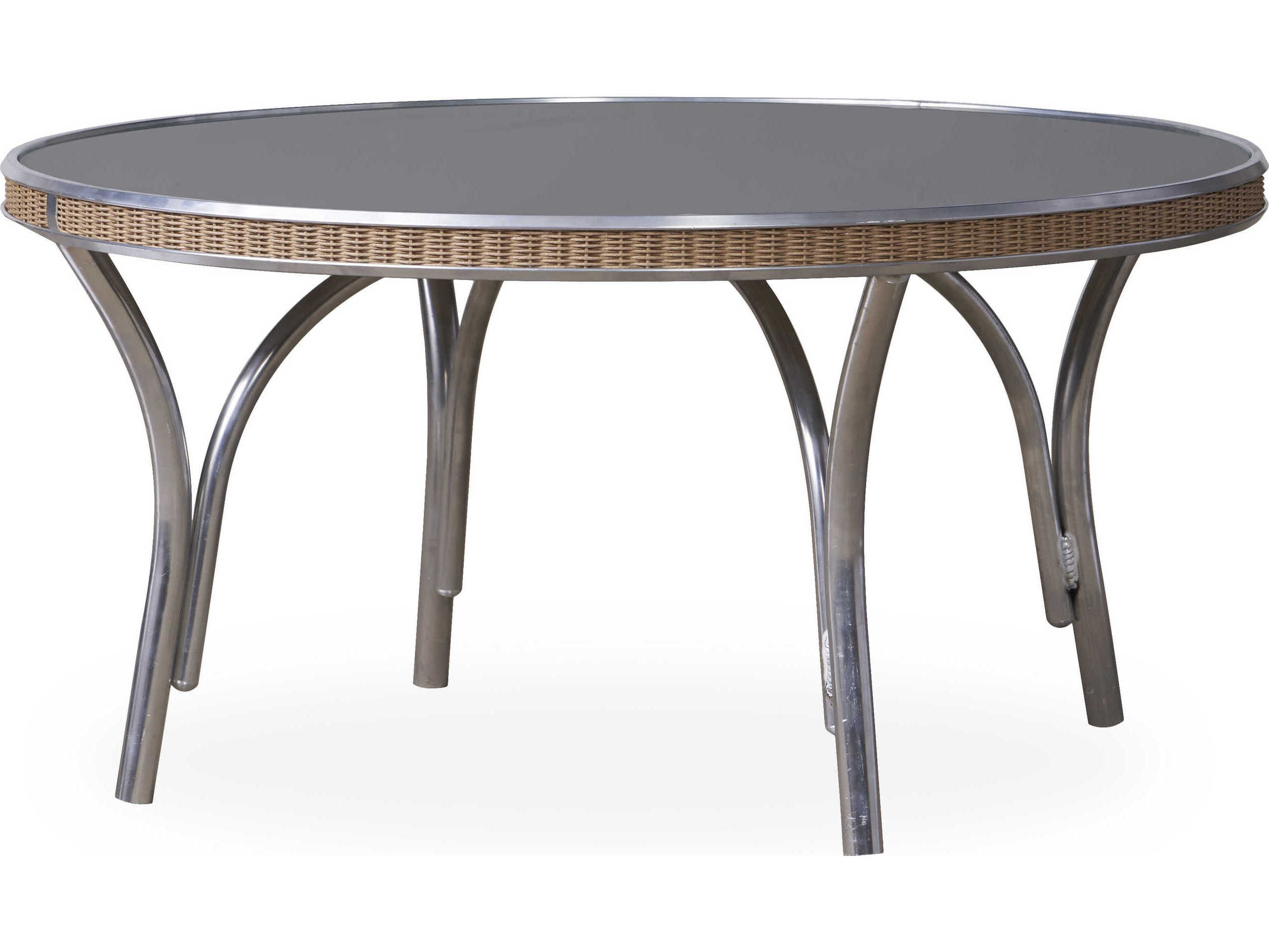 Lloyd Flanders All Seasons Wicker Round Charcoal Glass Top Outdoor Patio Coffee Table with