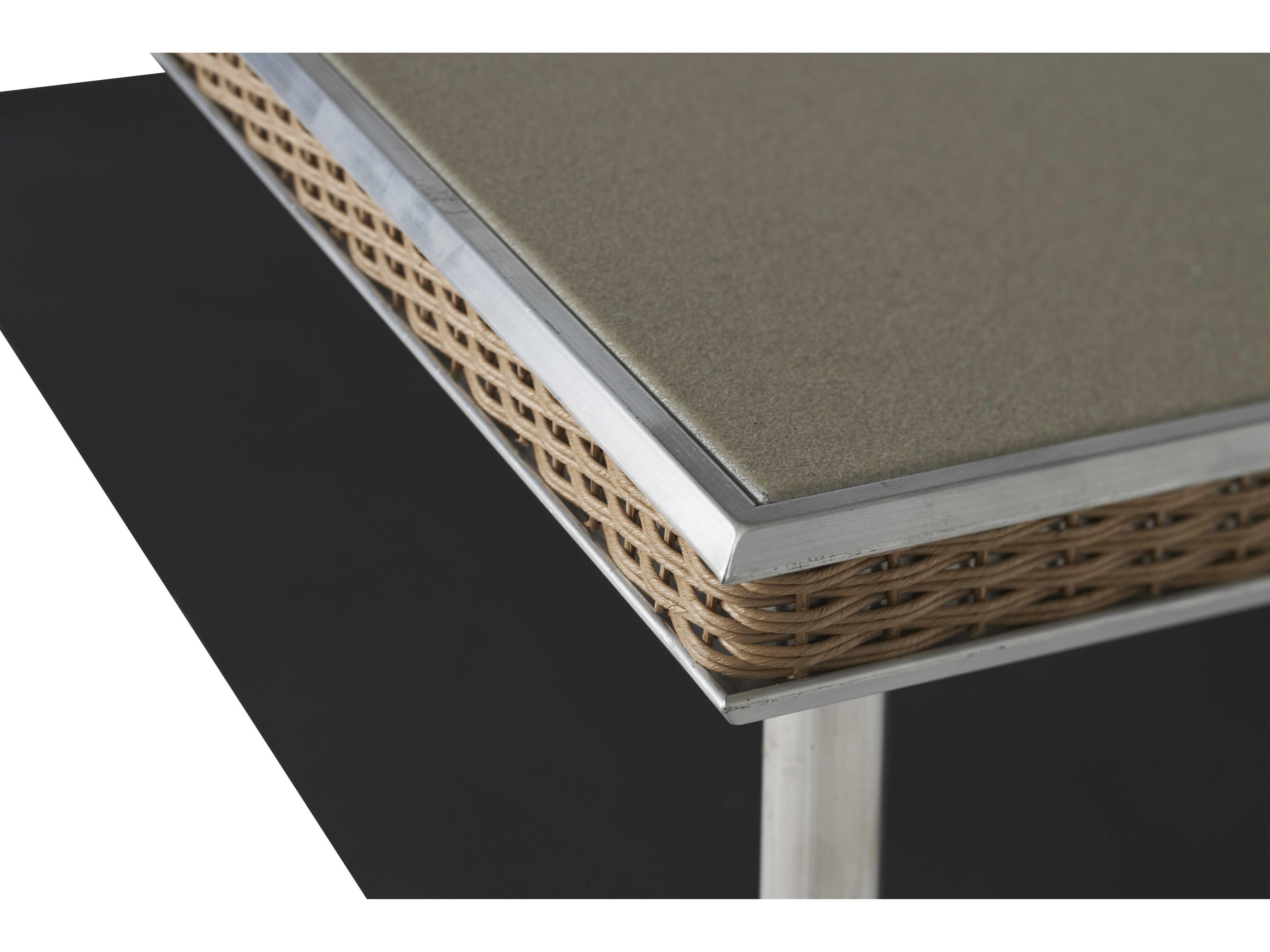 Lloyd Flanders Visions Wicker Rectangular Taupe Glass Top Outdoor Coffee Table